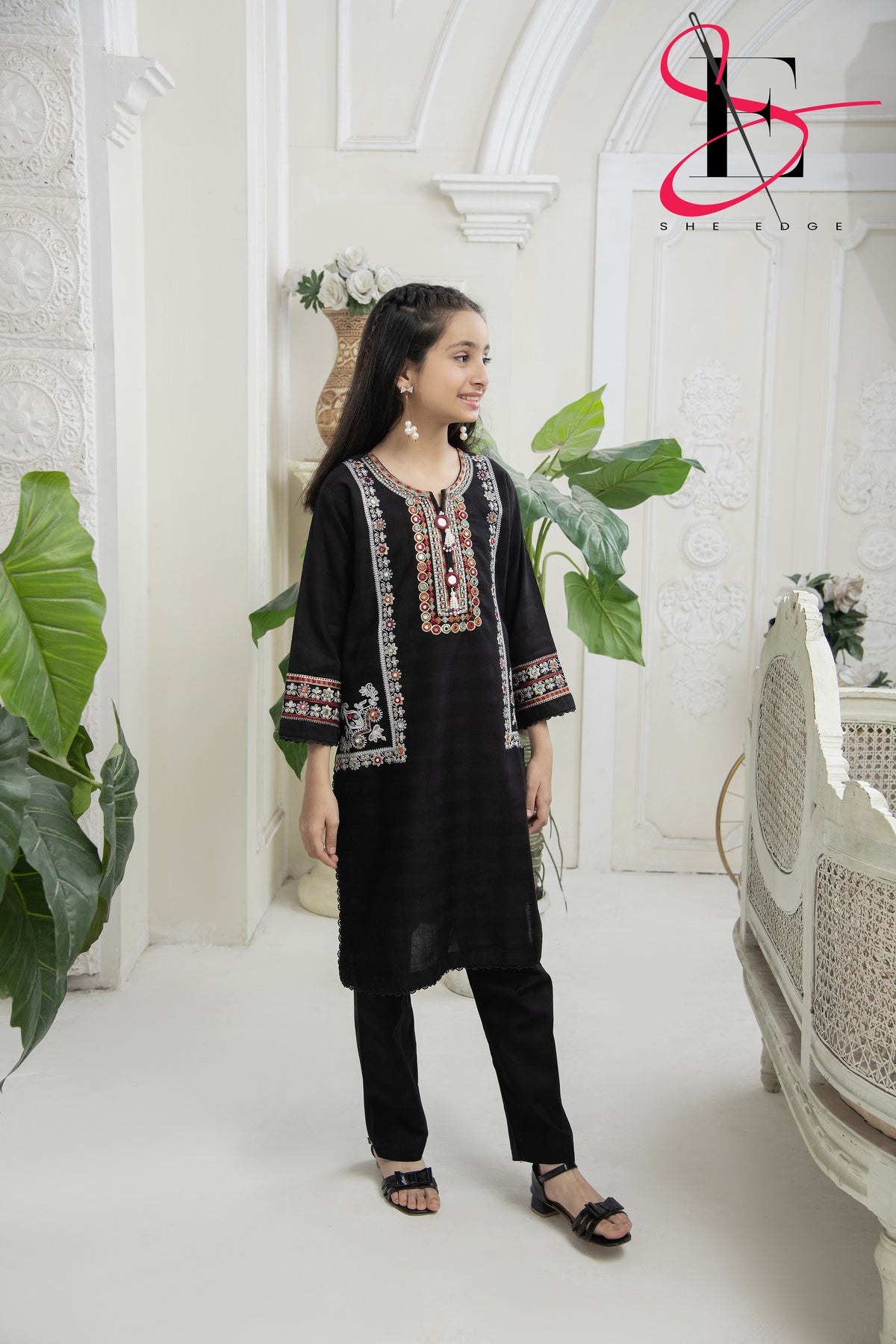 Two Piece Stitched Kids Embroidered Suit -  Winters 2024