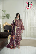 Three Piece Stitched Embroidered Suit - Winters 2024