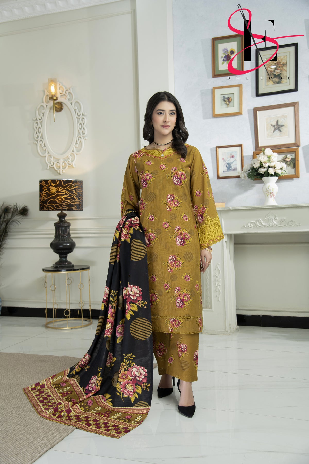 Three Piece Stitched Embroidered Suit - Winters 2024