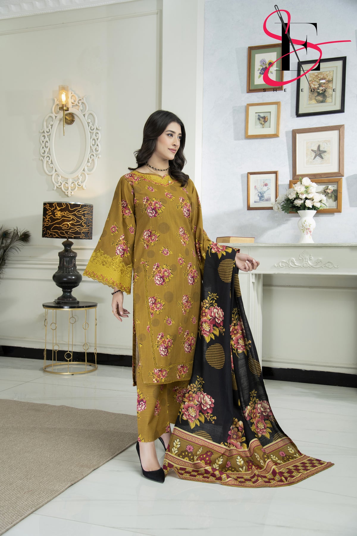 Three Piece Stitched Embroidered Suit - Winters 2024