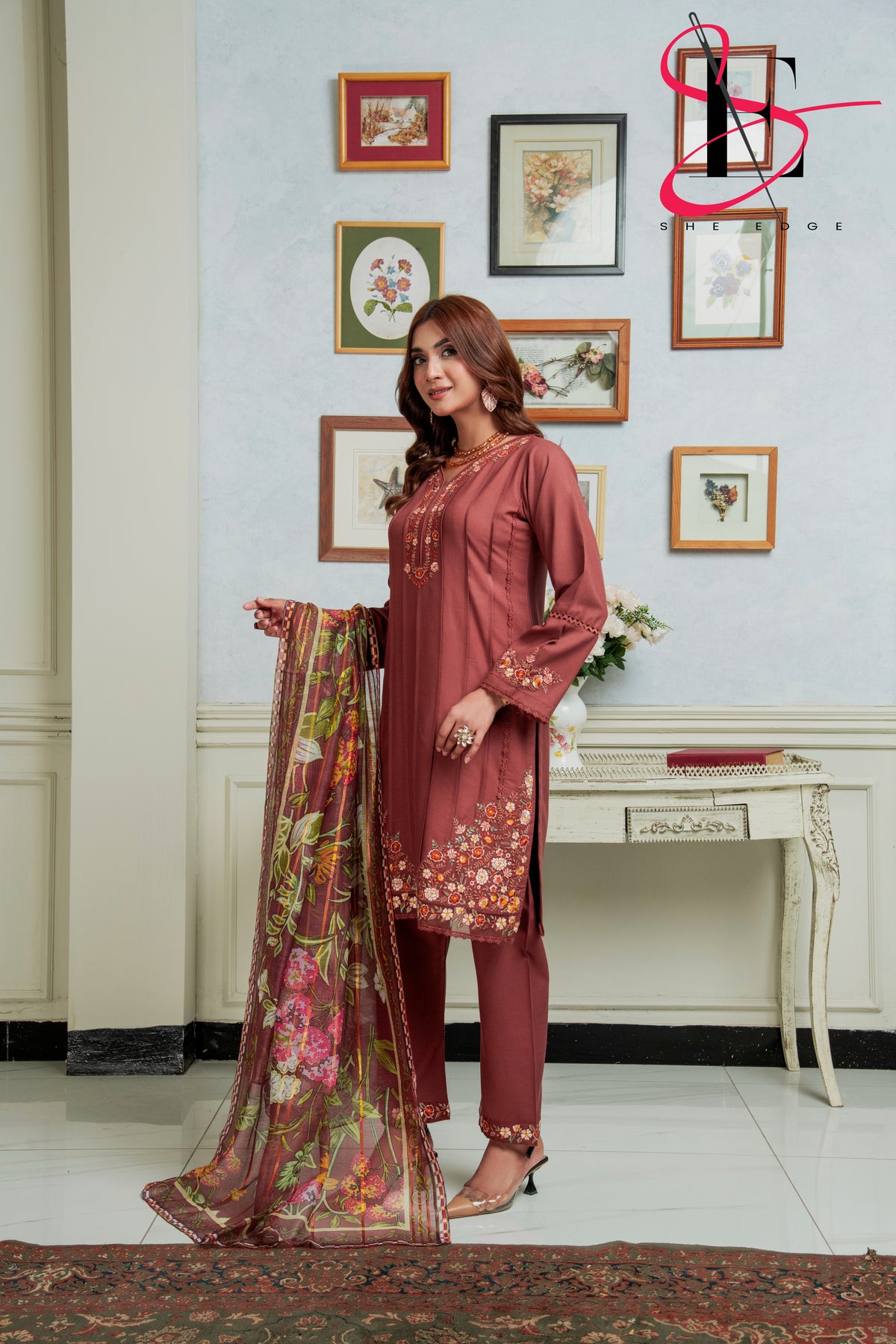 Three Piece Stitched Embroidered Suit - Winters 2024