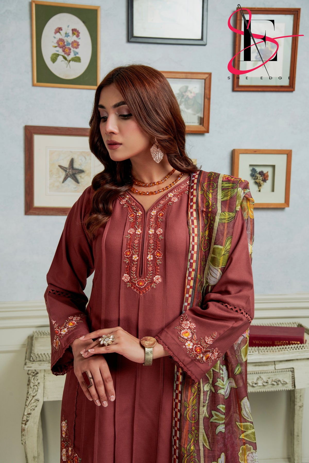 Three Piece Stitched Embroidered Suit - Winters 2024