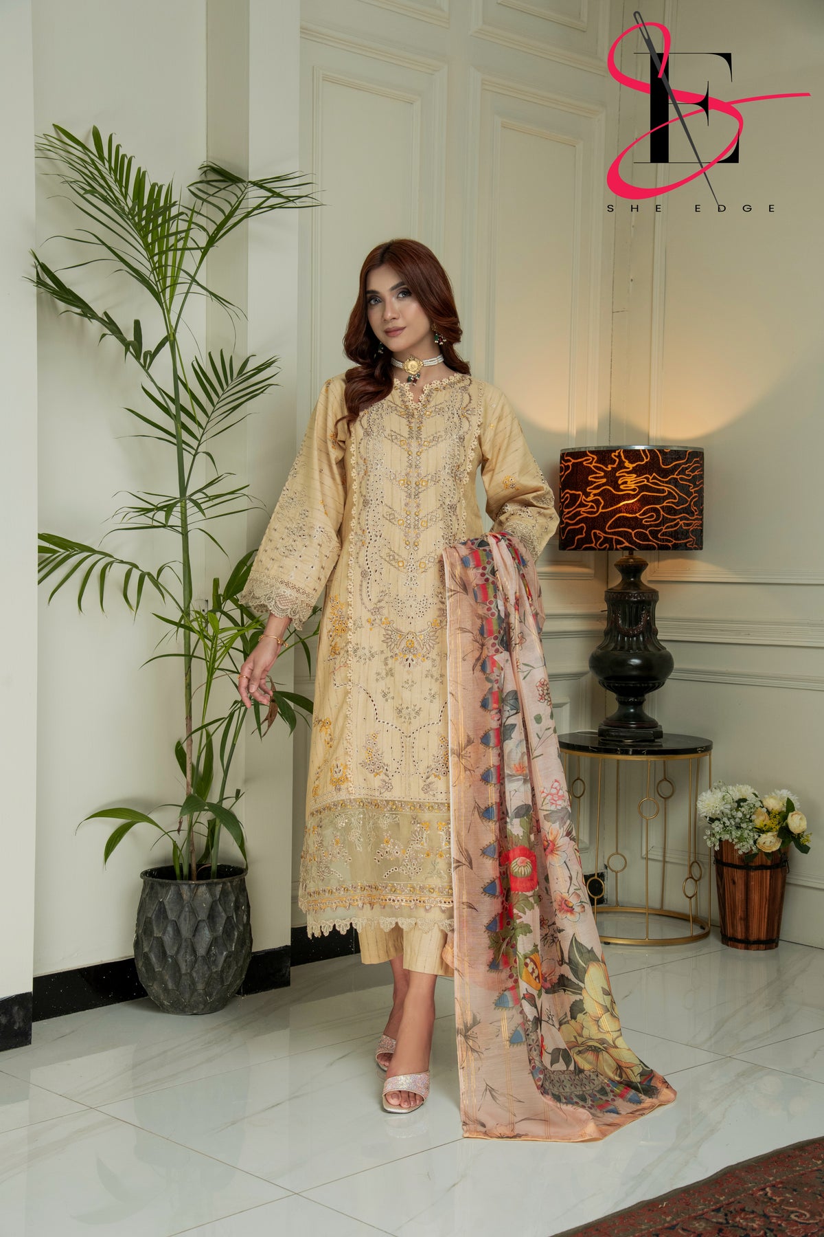 Three Piece Stitched Embroidered Suit - Winters 2024