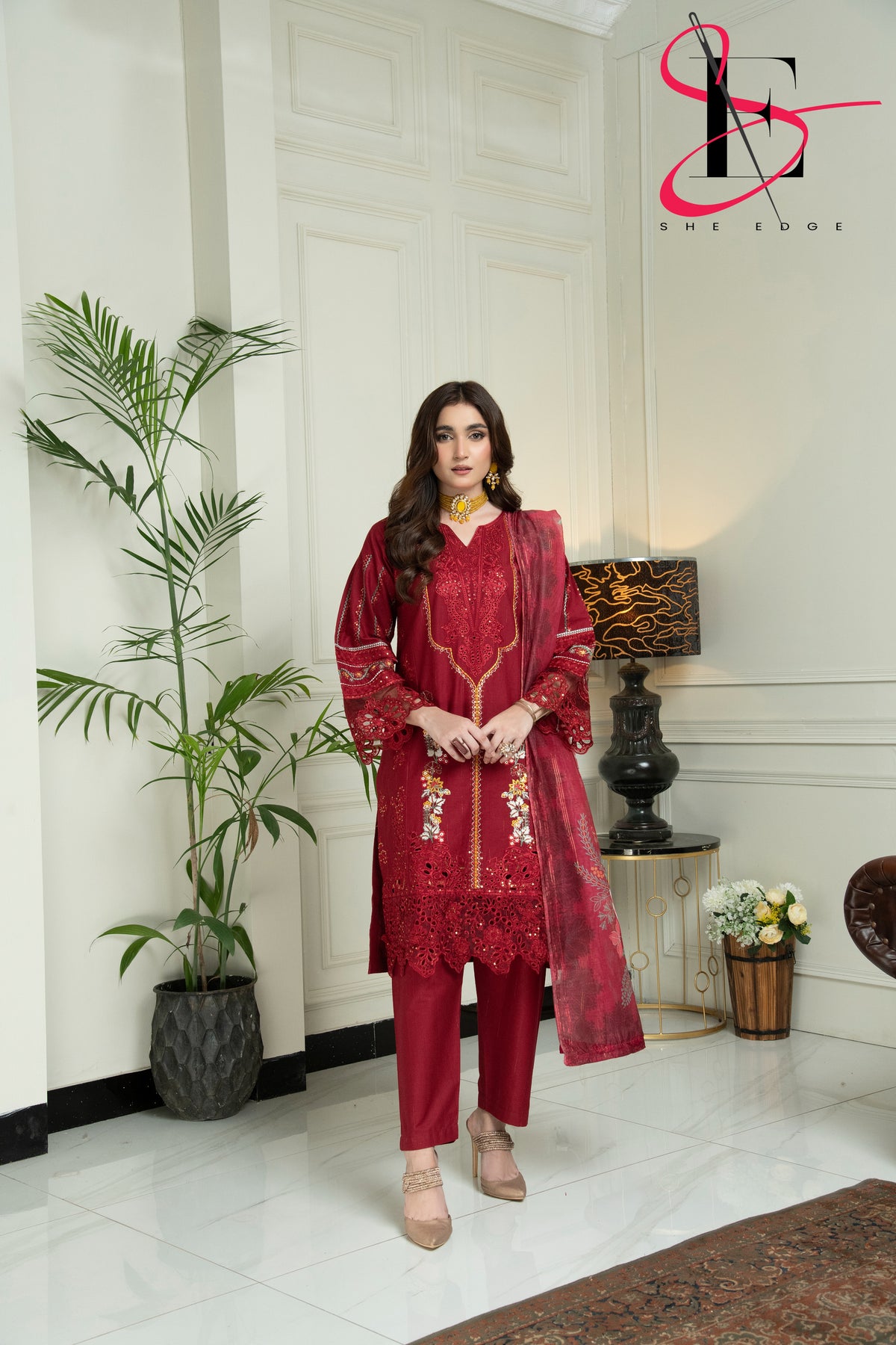 Three Piece Stitched Embroidered Suit - Winters 2024