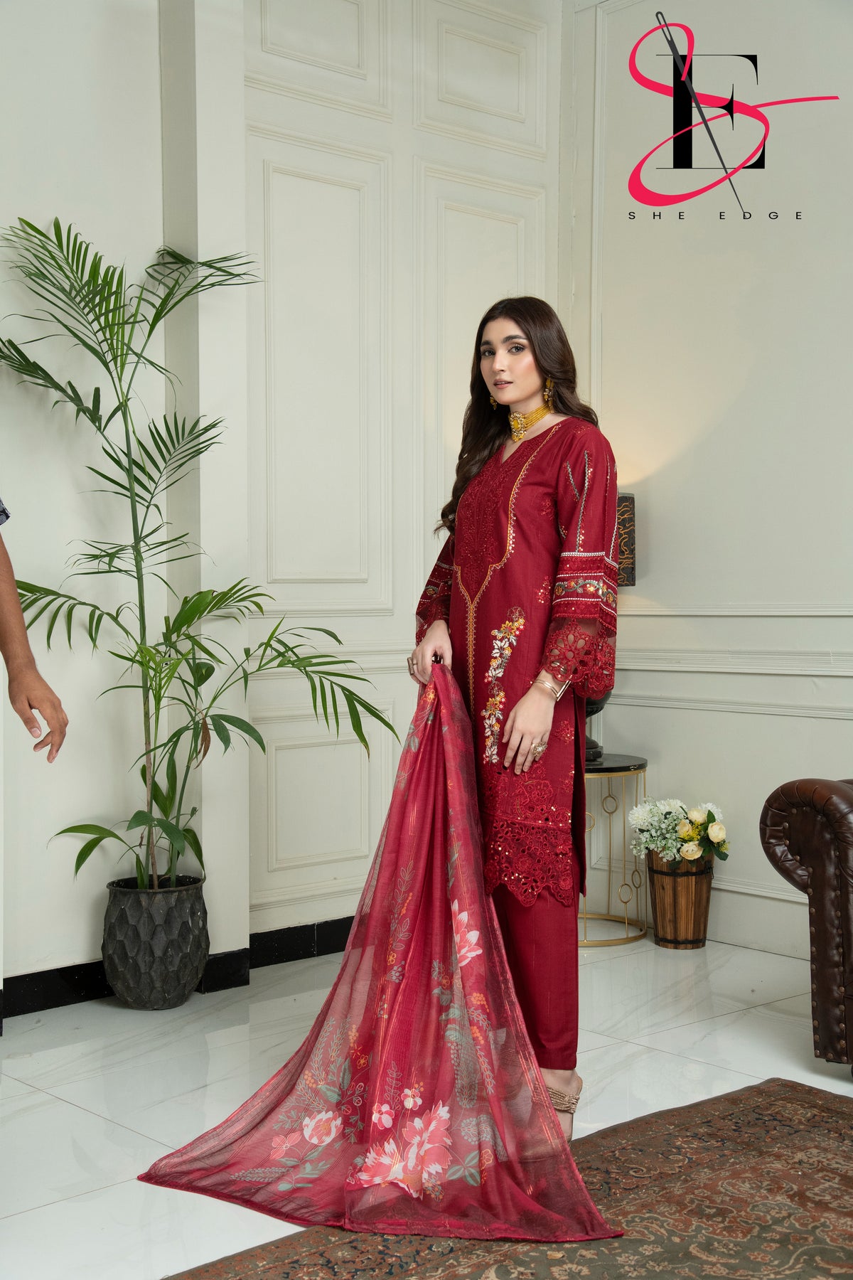 Three Piece Stitched Embroidered Suit - Winters 2024