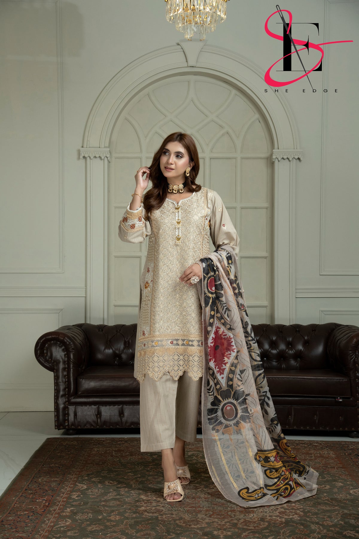 Three Piece Stitched Embroidered Suit - Winters 2024