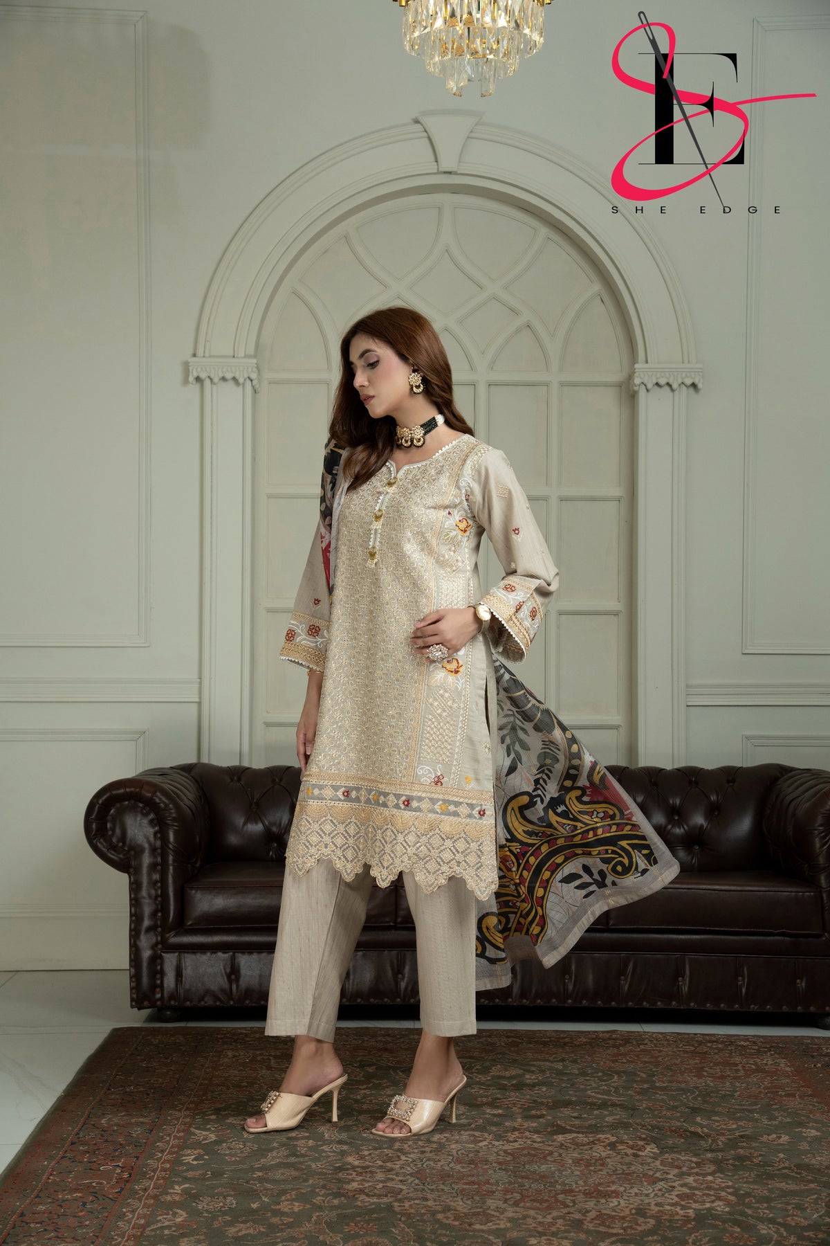 Three Piece Stitched Embroidered Suit - Winters 2024