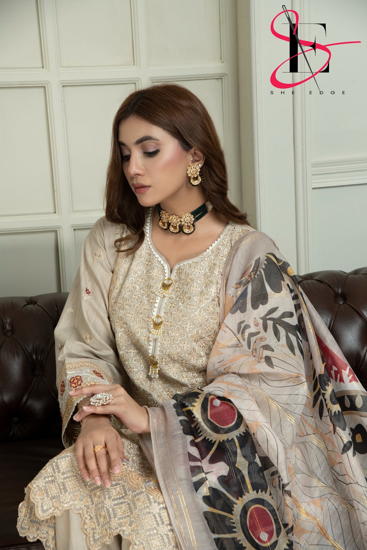 Three Piece Stitched Embroidered Suit - Winters 2024