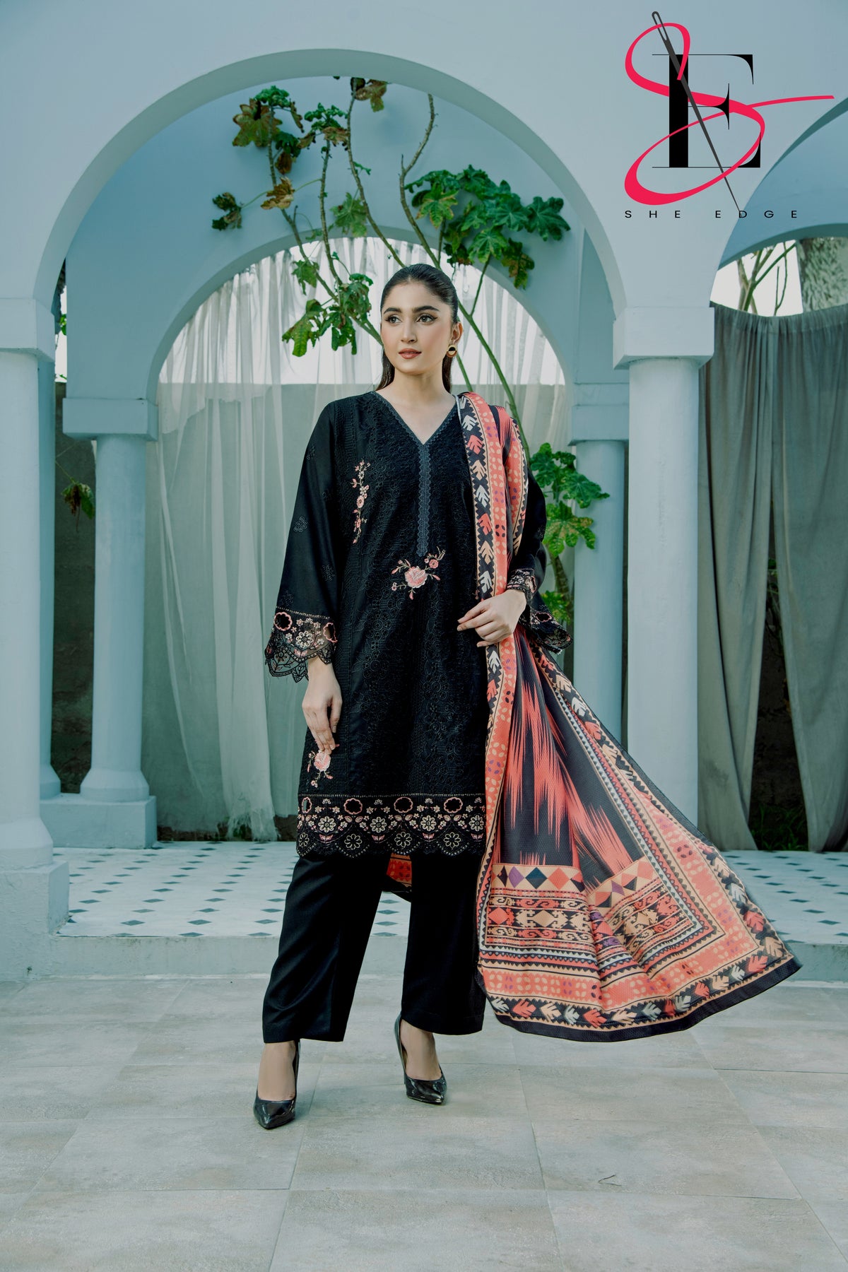 Three Piece Stitched Embroidered Suit - Winters 2024