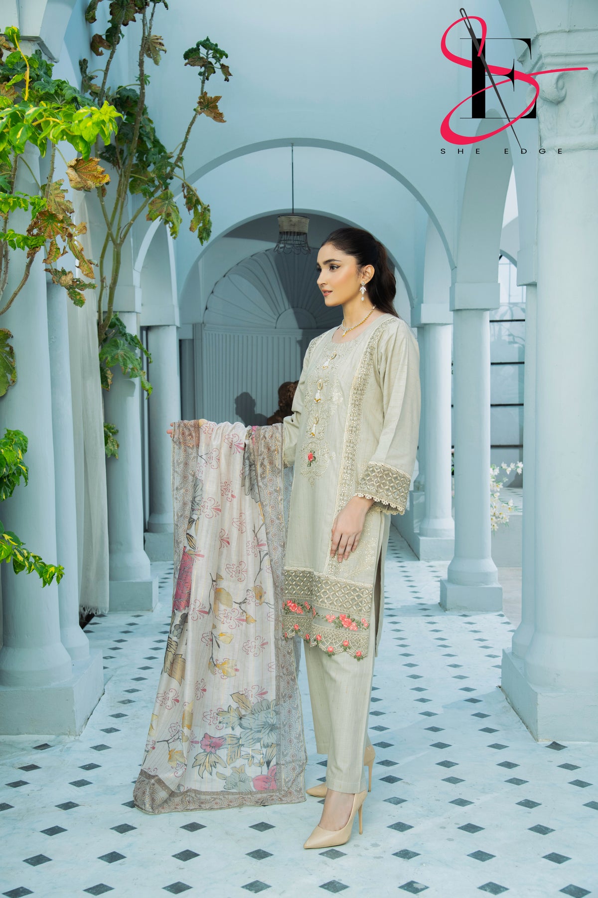 Three Piece Stitched Embroidered Suit - Winters 2024