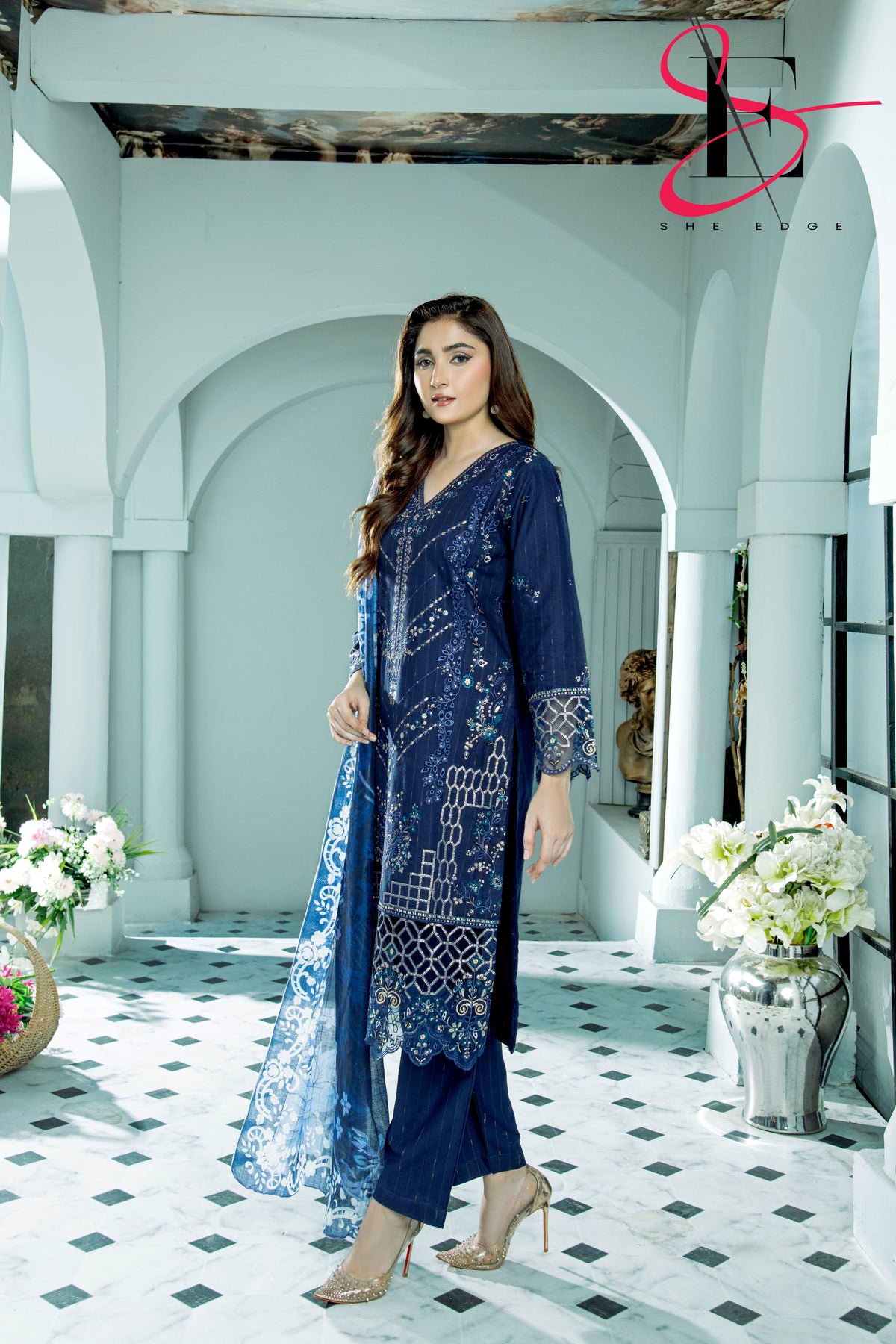 Three Piece Stitched Embroidered Suit - Winters 2024