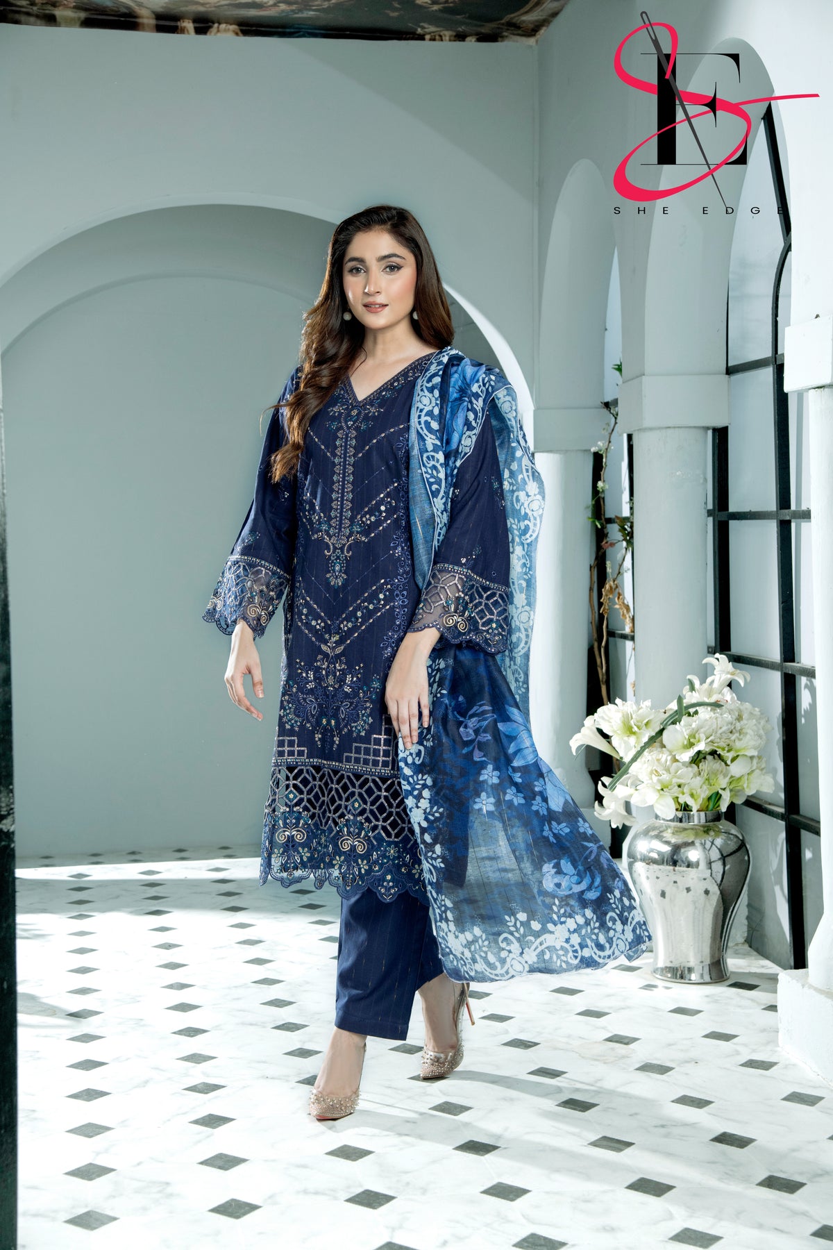 Three Piece Stitched Embroidered Suit - Winters 2024