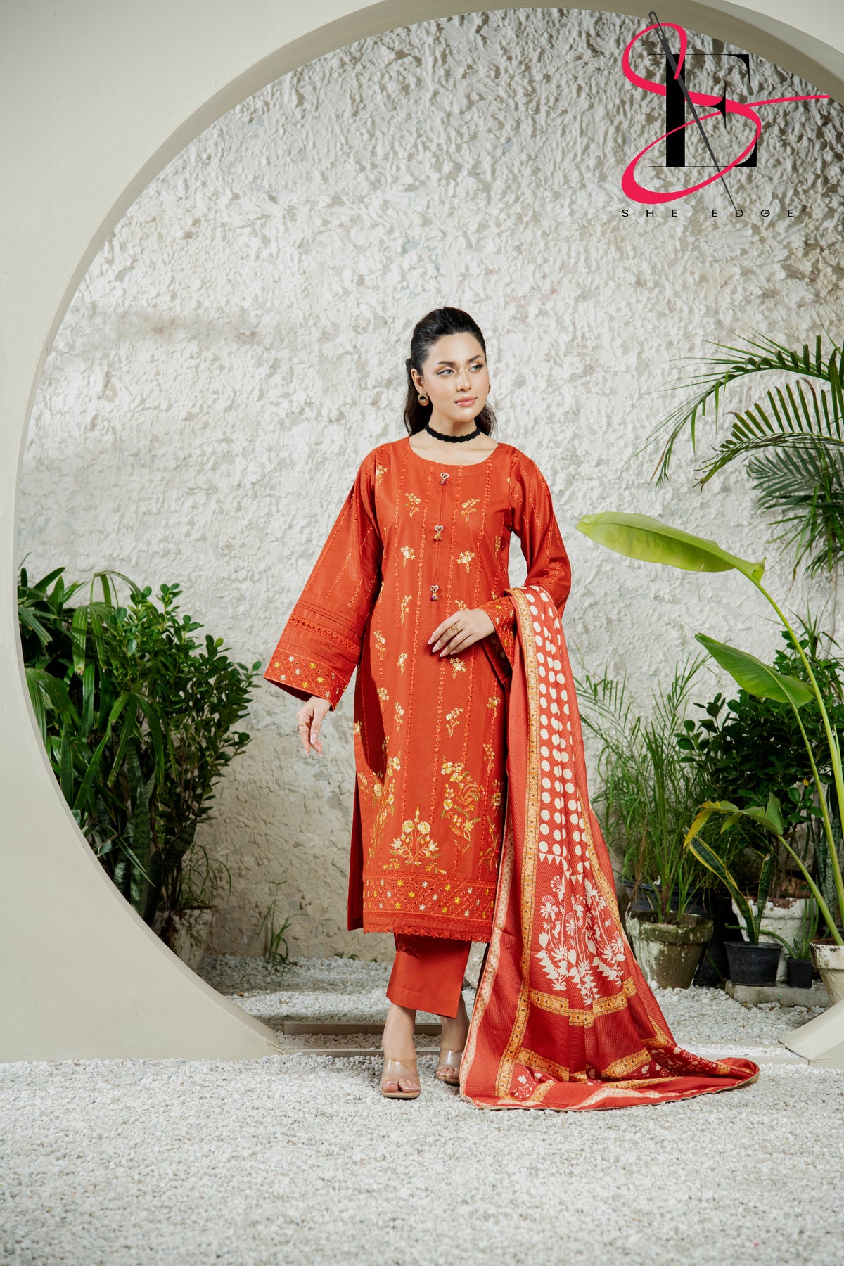 Three Piece Stitched Embroidered Suit - Winters 2024