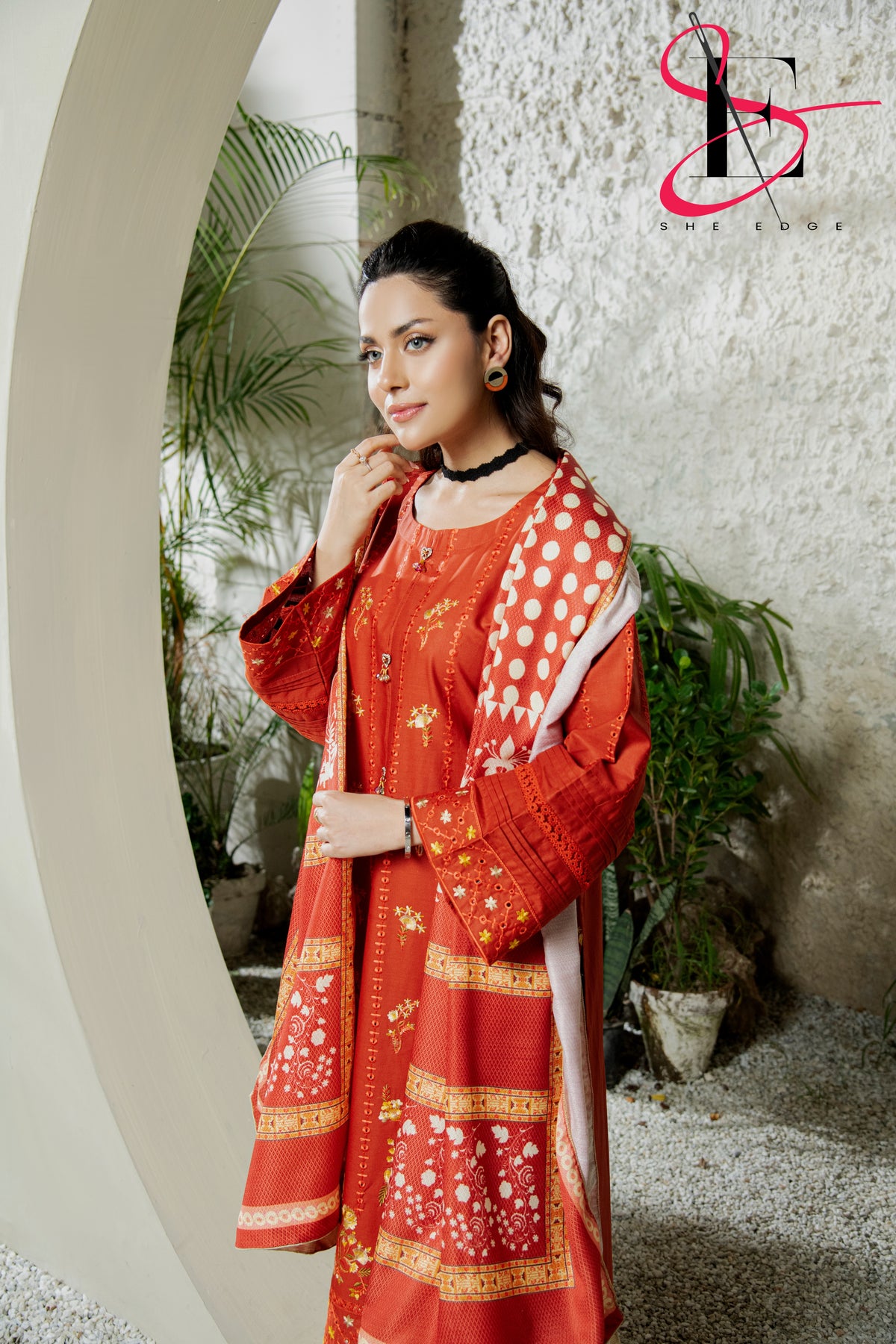 Three Piece Stitched Embroidered Suit - Winters 2024