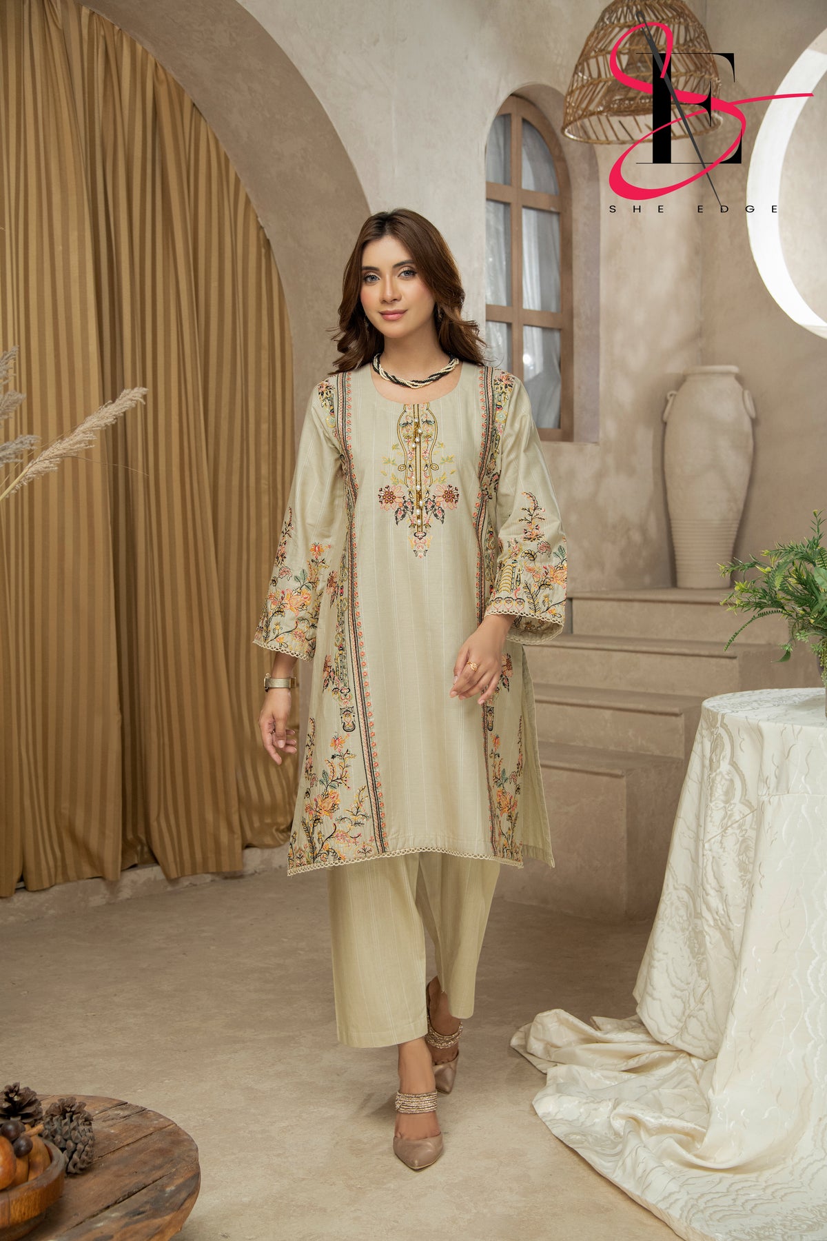 Two Piece Stitched Embroidered Suit -  Winters 2024