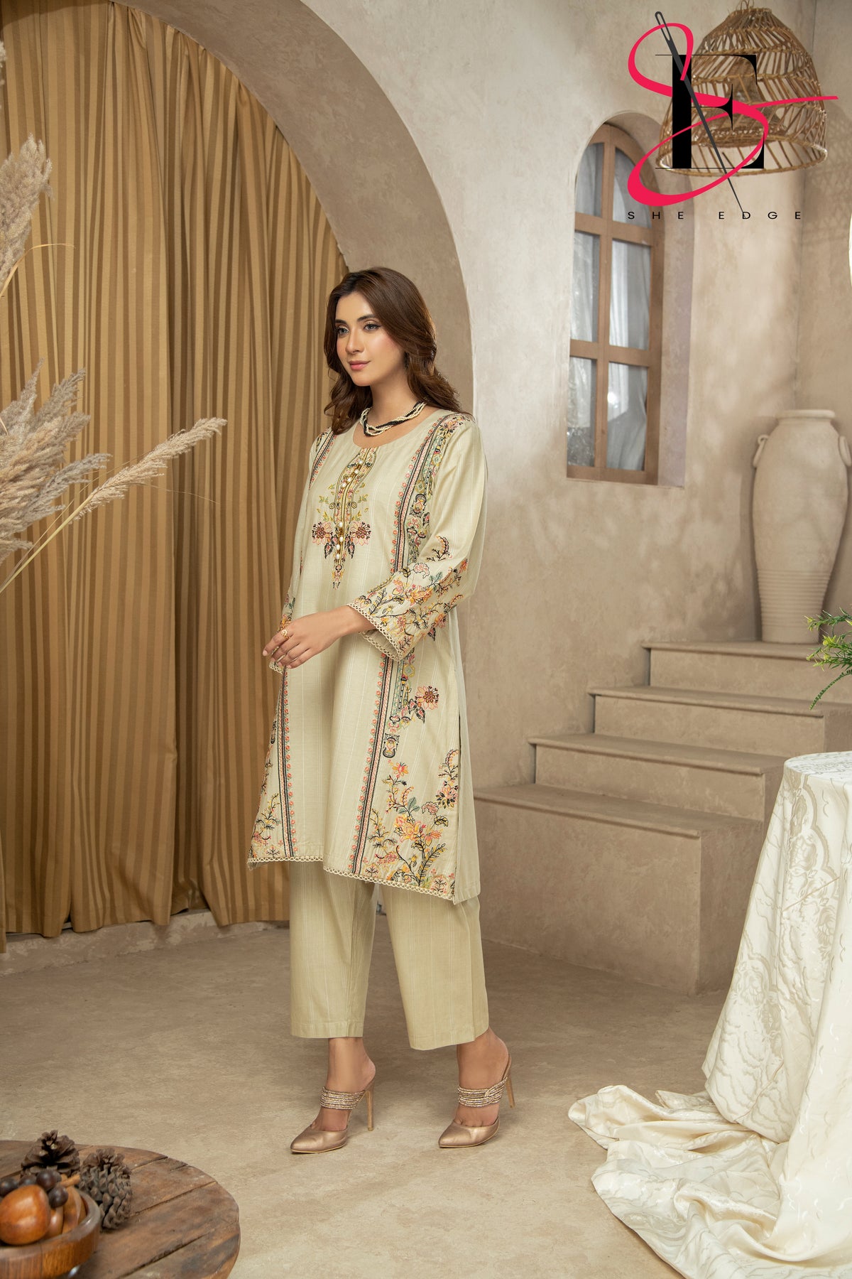 Two Piece Stitched Embroidered Suit -  Winters 2024