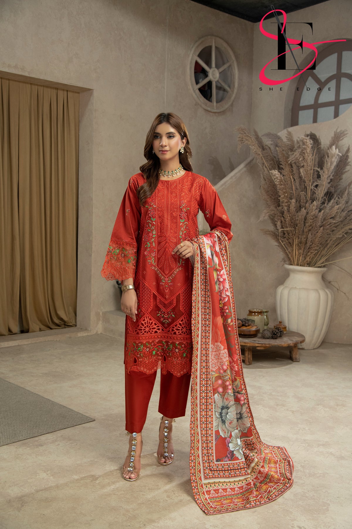 Three Piece Stitched Embroidered Suit - Winters 2024