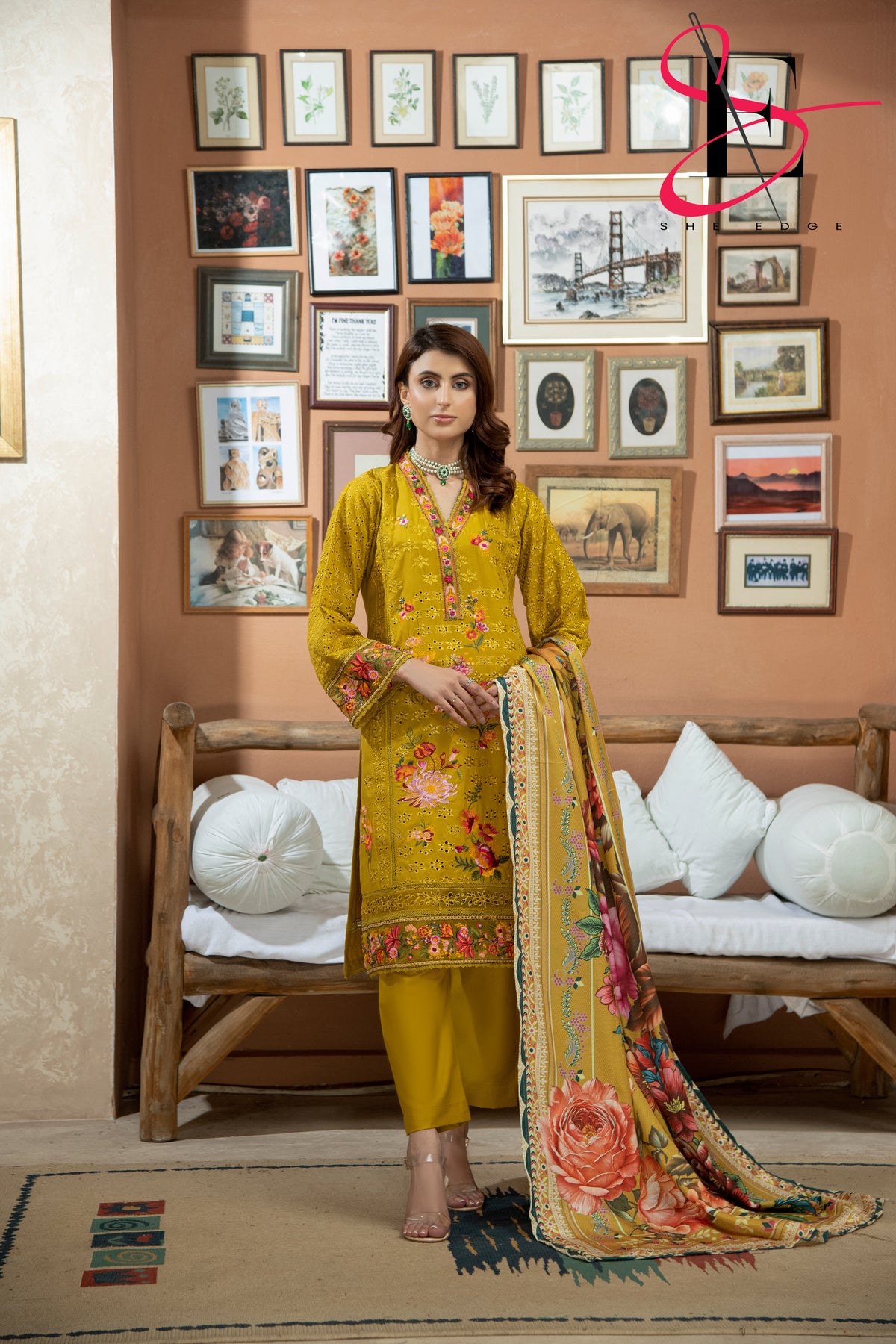 Three Piece Stitched Embroidered Suit - Winters 2024