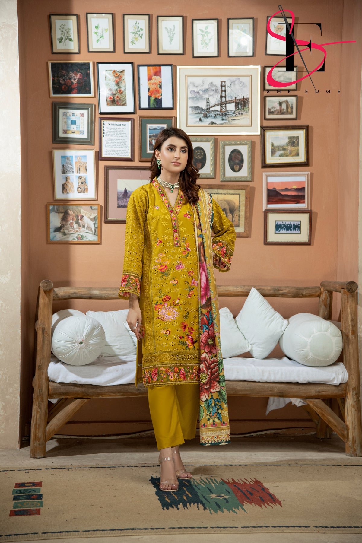 Three Piece Stitched Embroidered Suit - Winters 2024