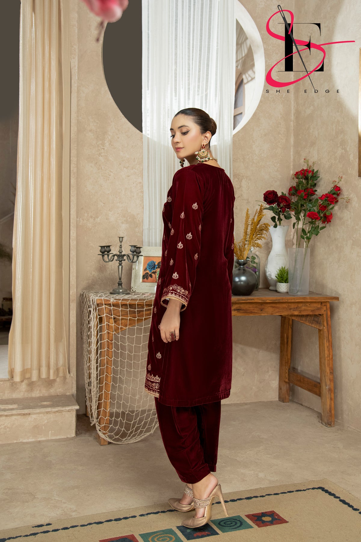 Two Piece Stitched Velvet Suit -  Winters 2024