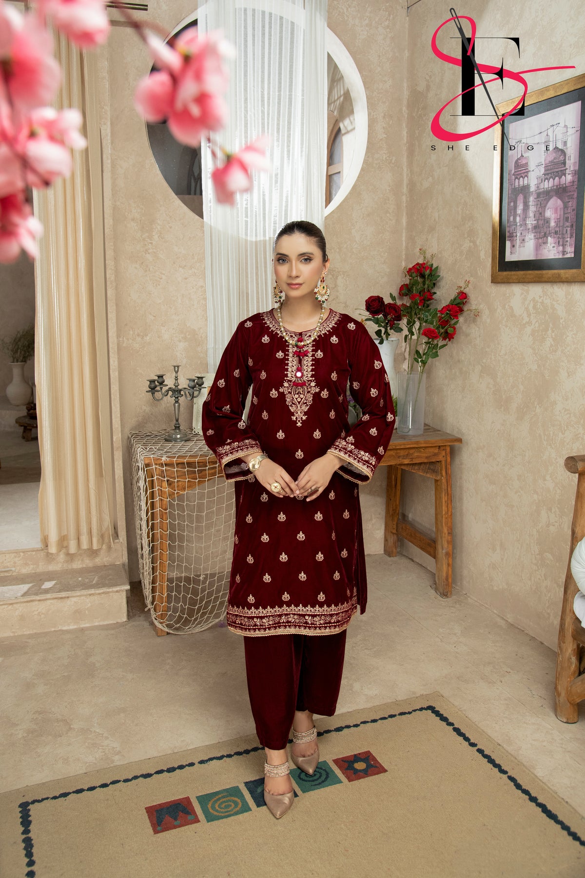 Two Piece Stitched Velvet Suit -  Winters 2024