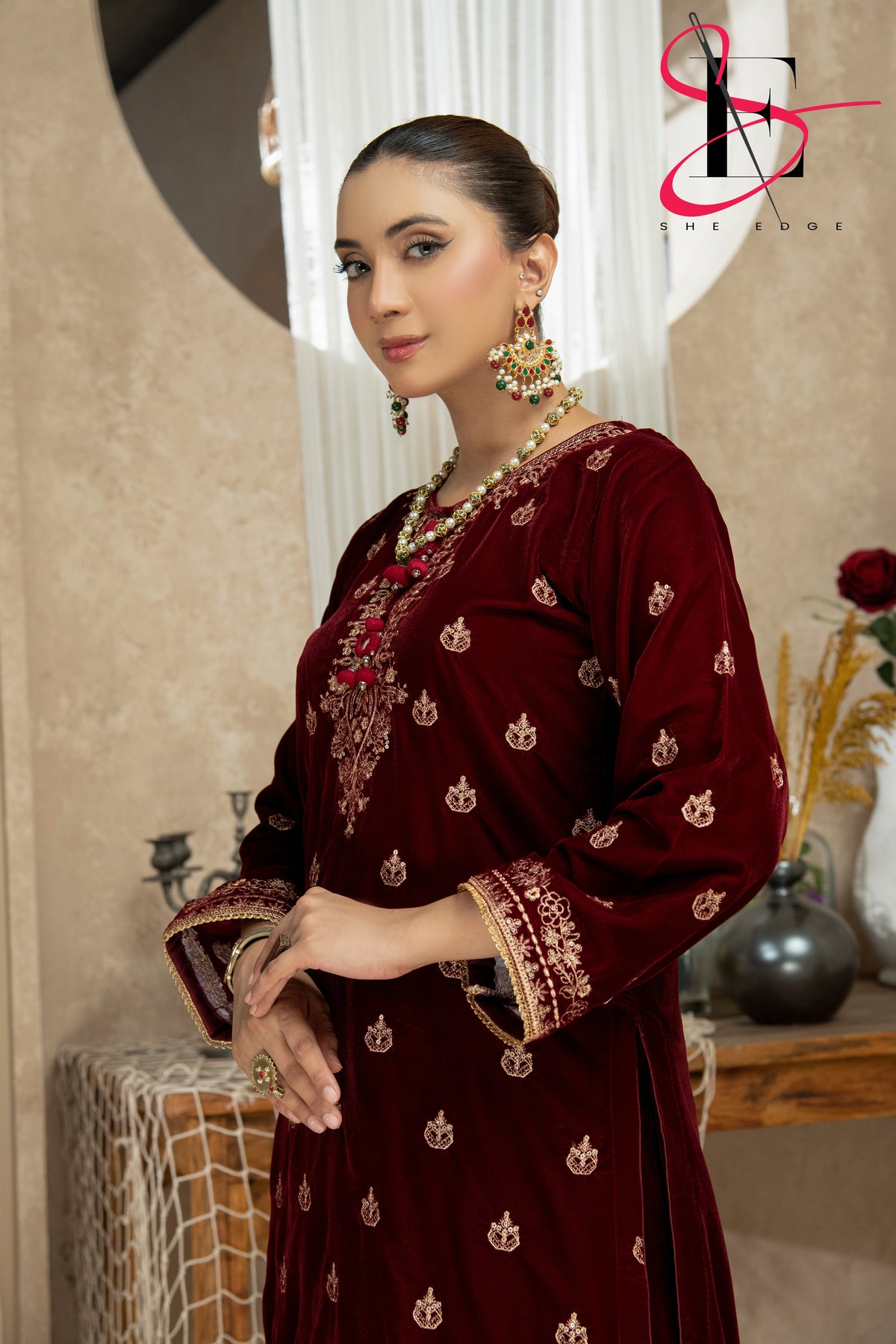 Two Piece Stitched Velvet Suit -  Winters 2024