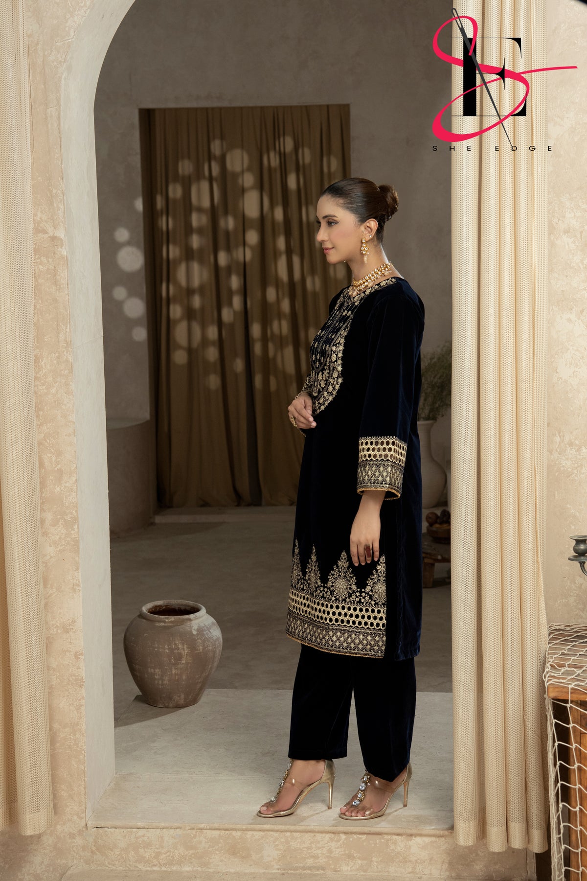 Two Piece Stitched Velvet Suit -  Winters 2024