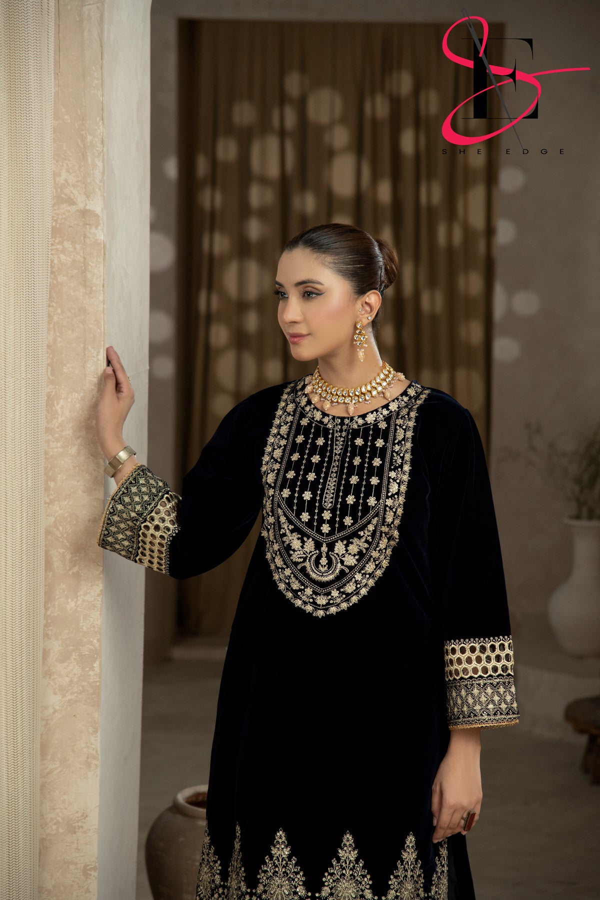 Two Piece Stitched Velvet Suit -  Winters 2024