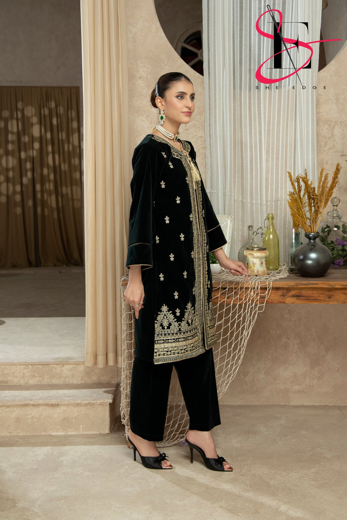 Two Piece Stitched Velvet Suit -  Winters 2024