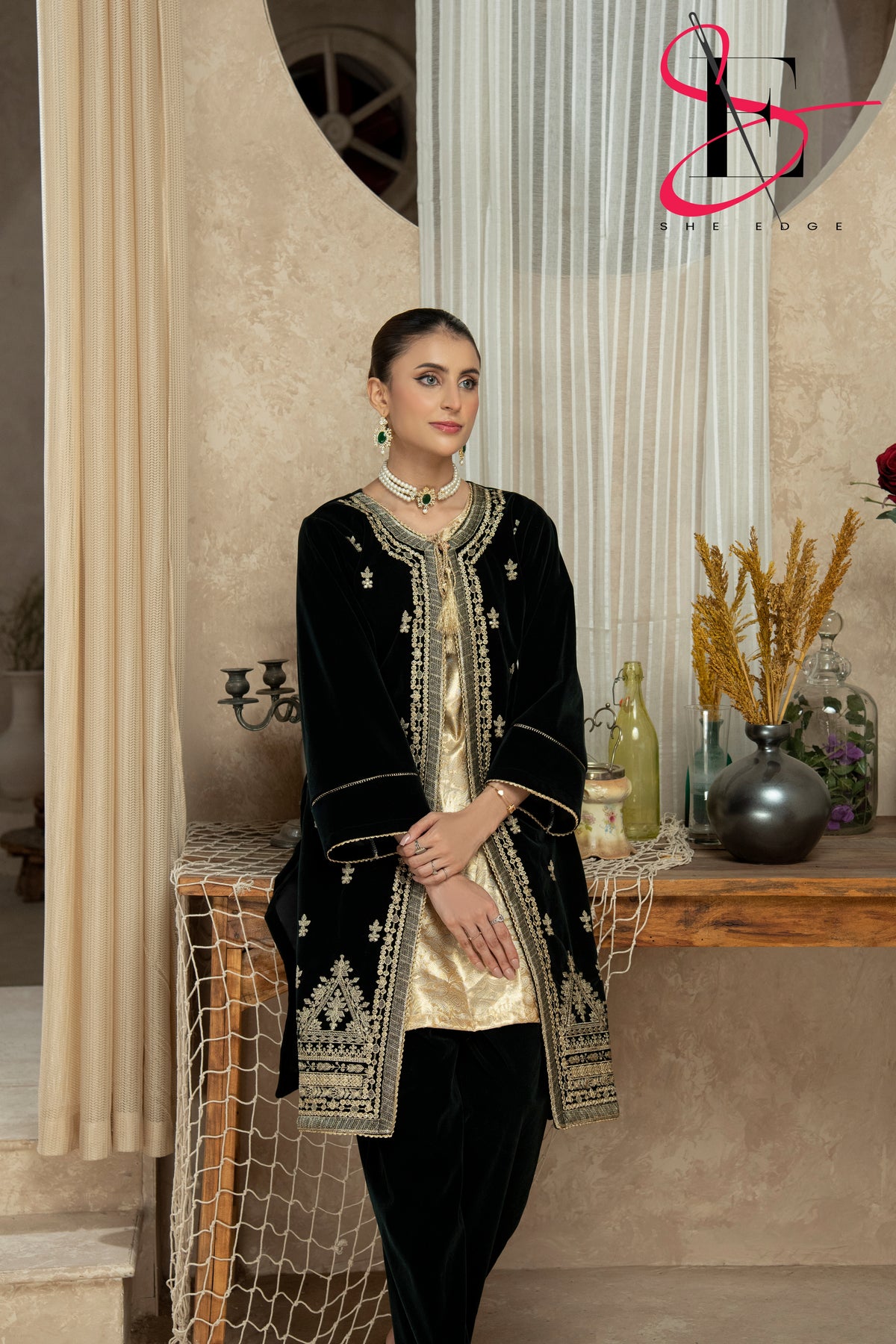 Two Piece Stitched Velvet Suit -  Winters 2024