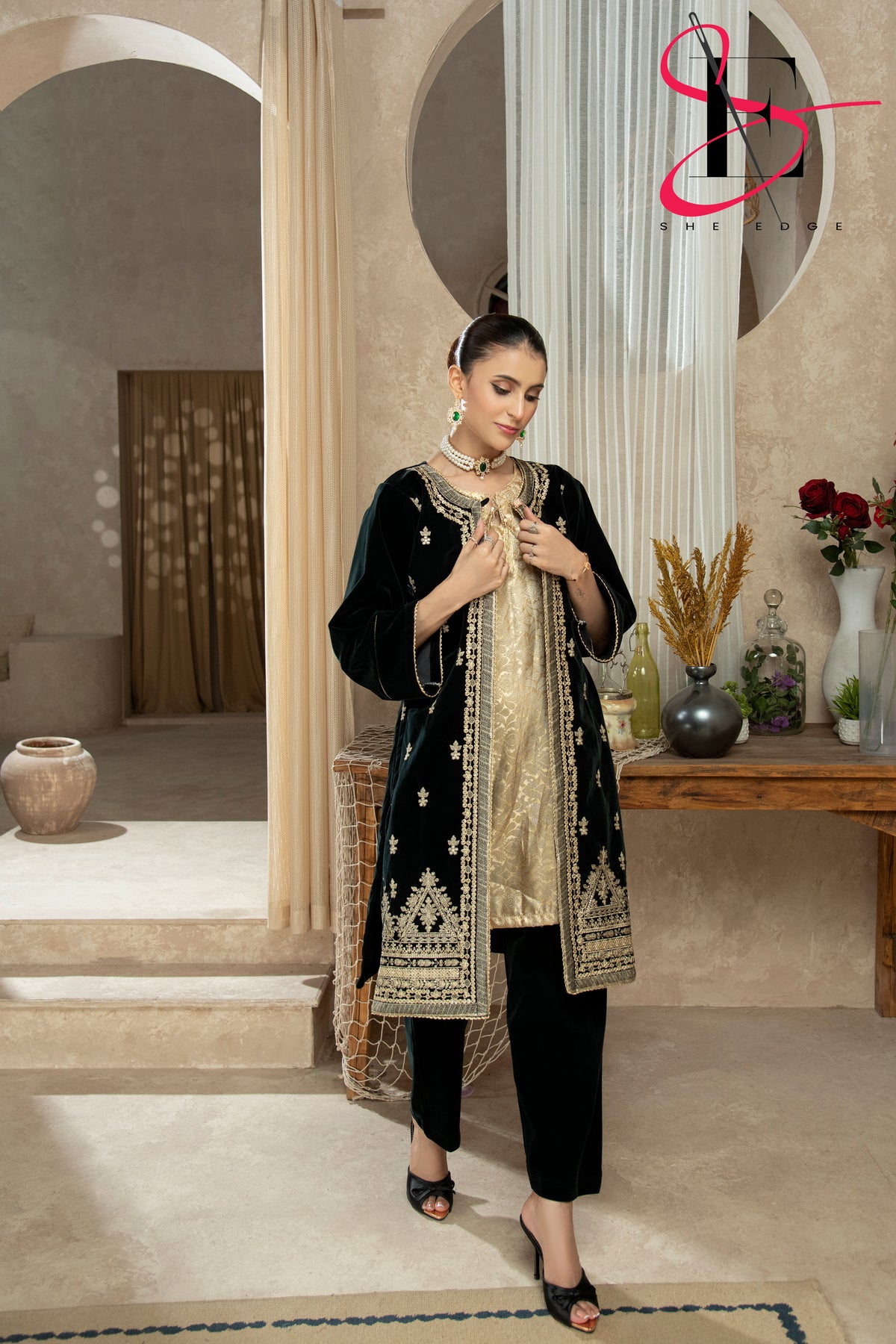 Two Piece Stitched Velvet Suit -  Winters 2024