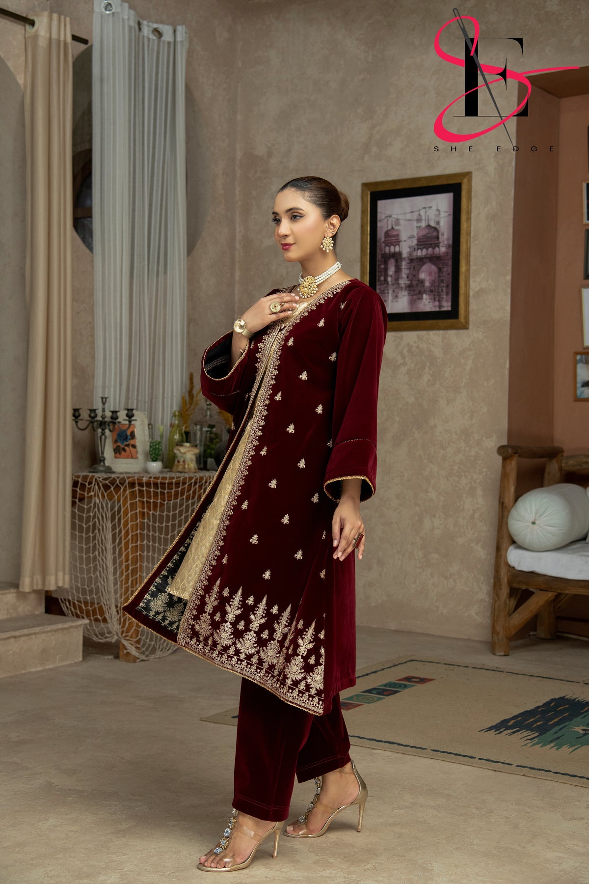 Two Piece Stitched Velvet Suit -  Winters 2024