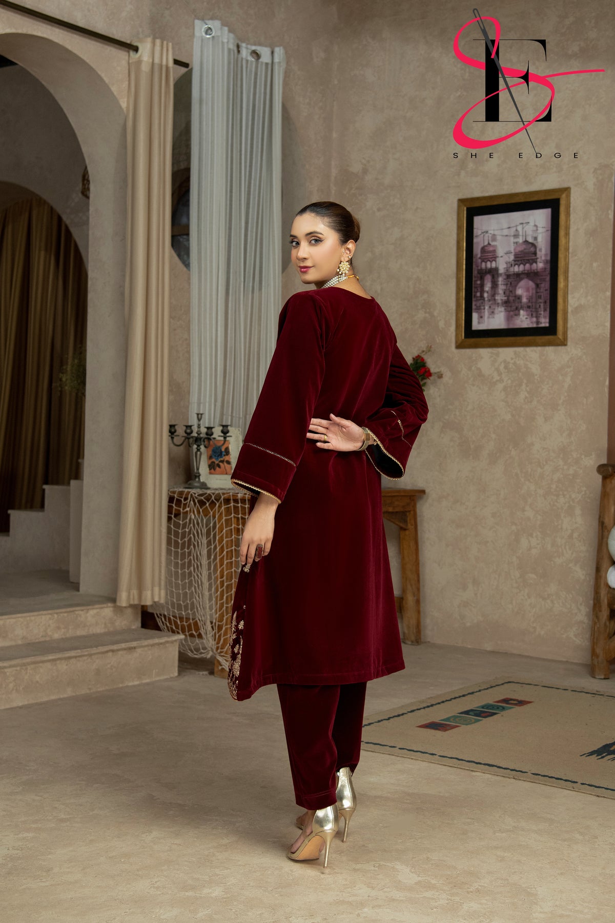 Two Piece Stitched Velvet Suit -  Winters 2024