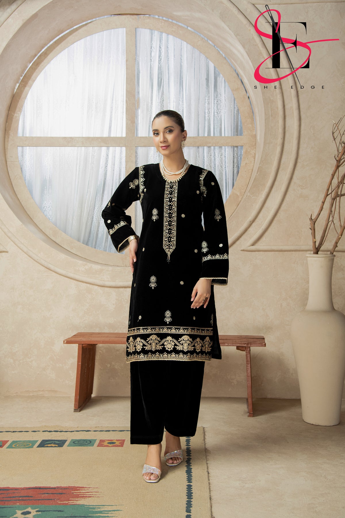 Two Piece Stitched Velvet Suit -  Winters 2024