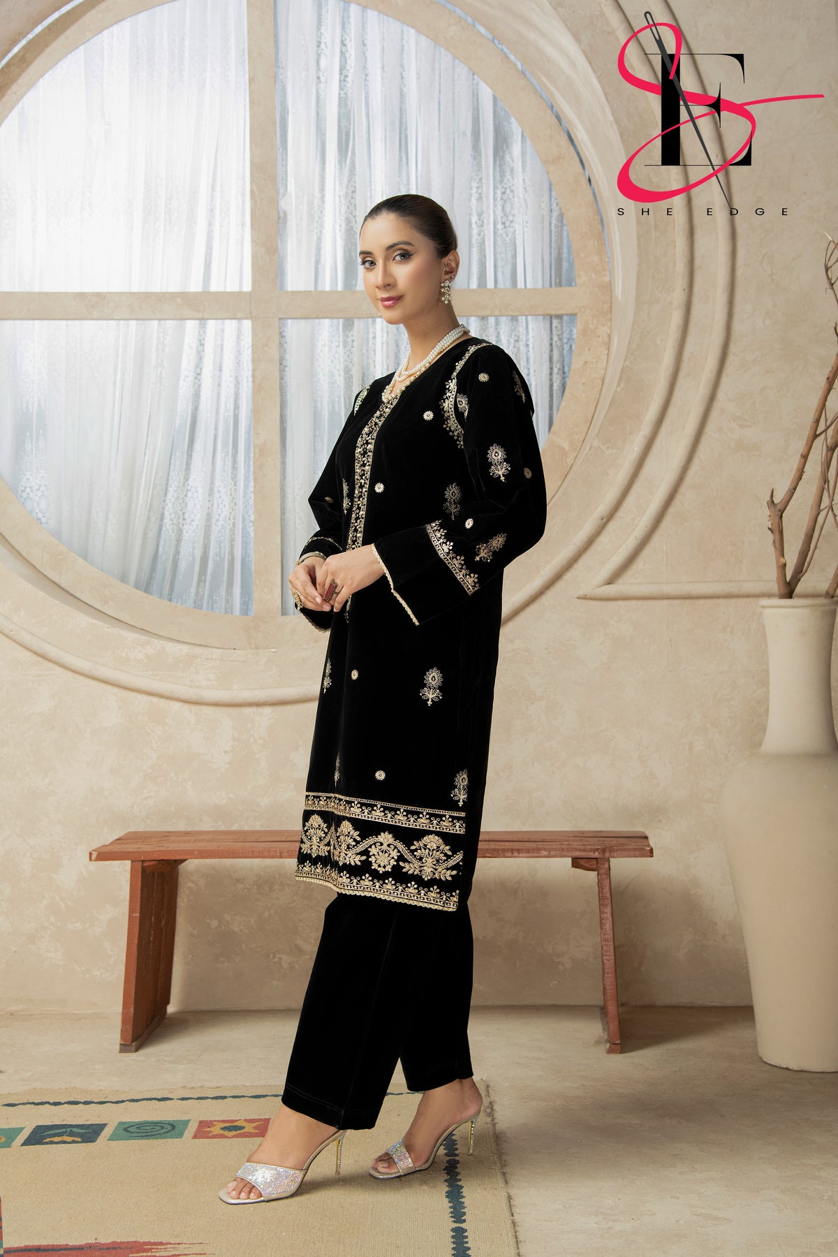 Two Piece Stitched Velvet Suit -  Winters 2024