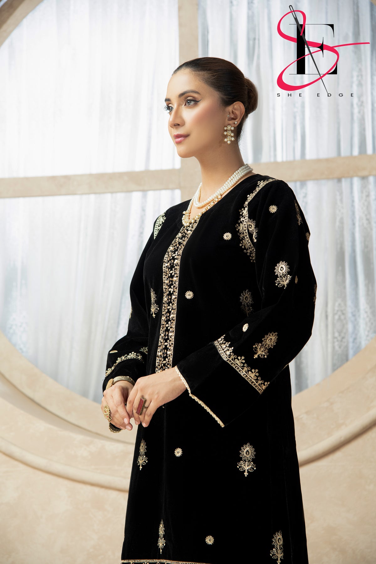 Two Piece Stitched Velvet Suit -  Winters 2024