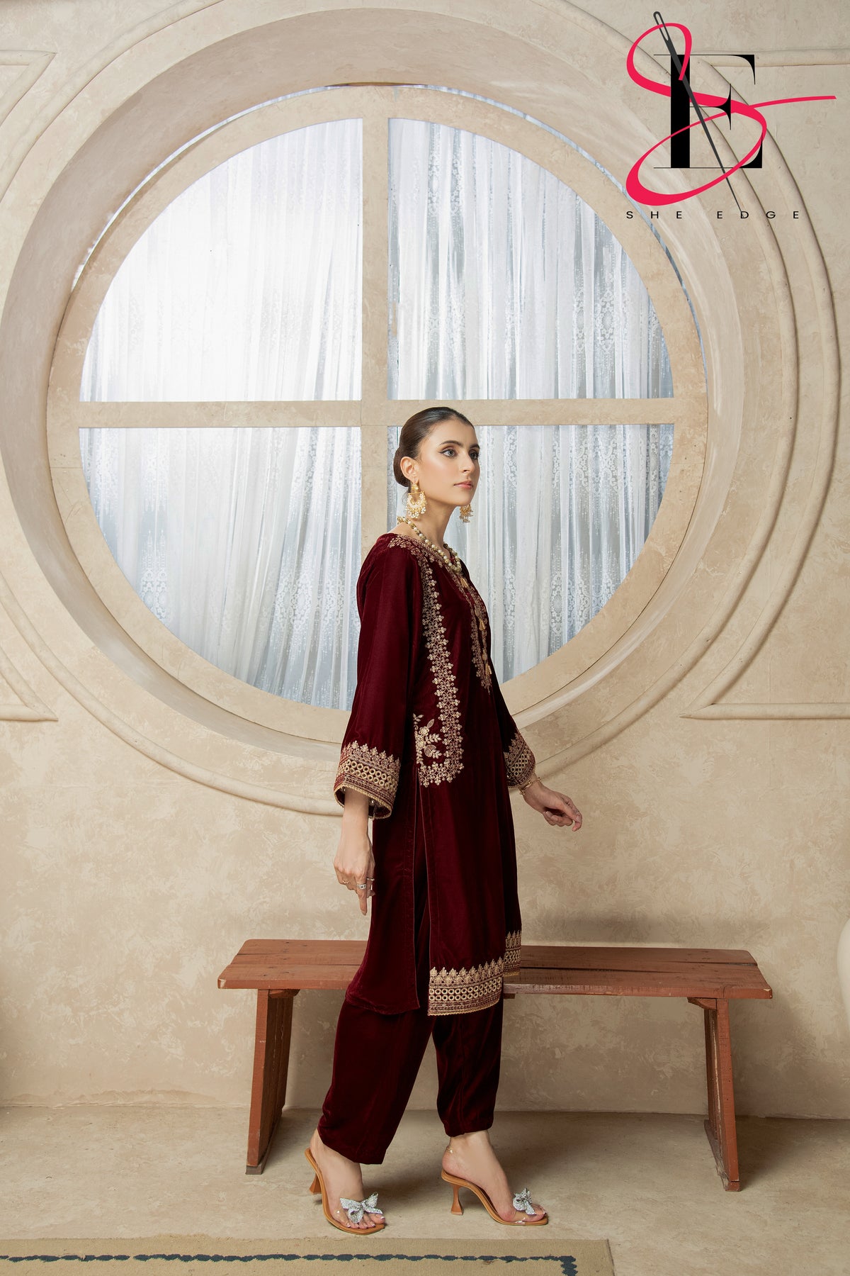 Two Piece Stitched Velvet Suit -  Winters 2024