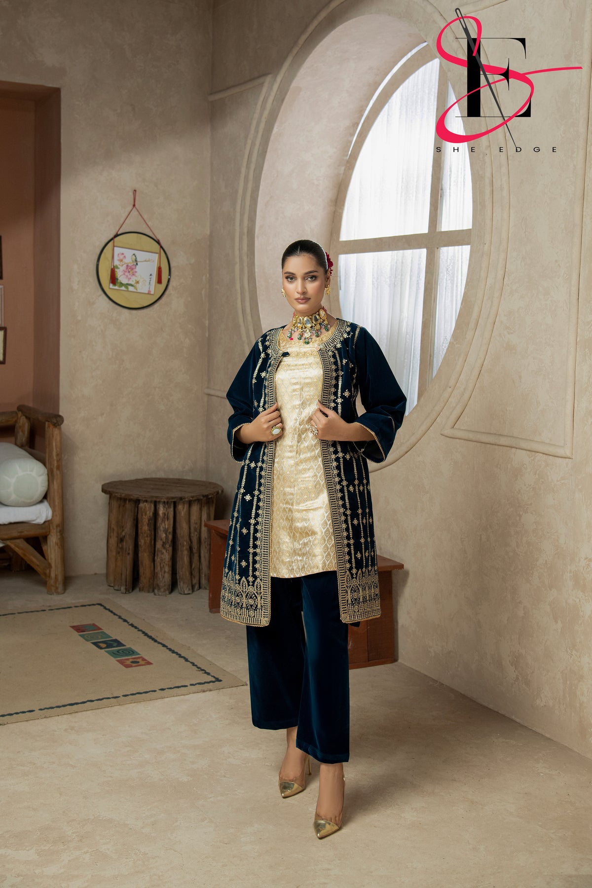 Two Piece Stitched Velvet Suit -  Winters 2024