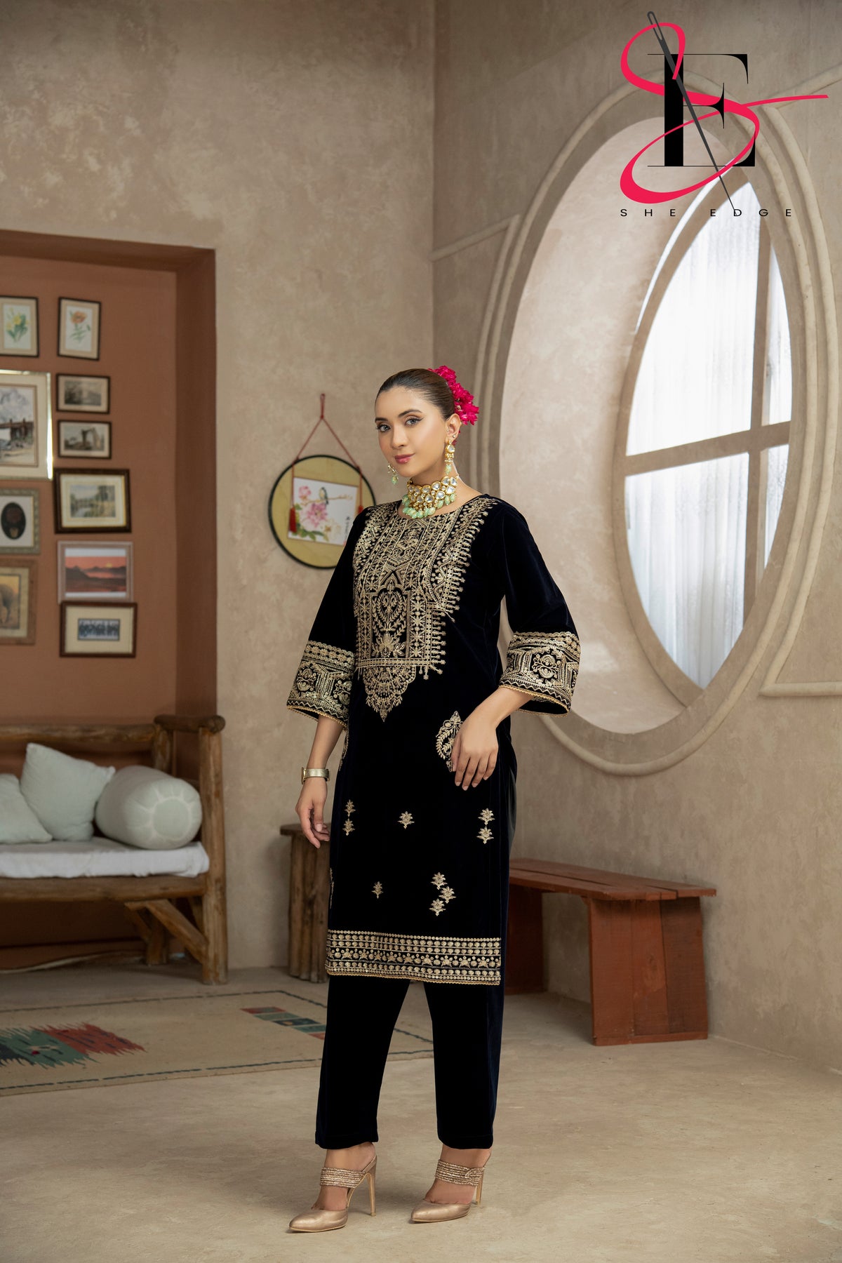 Two Piece Stitched Velvet Suit -  Winters 2024