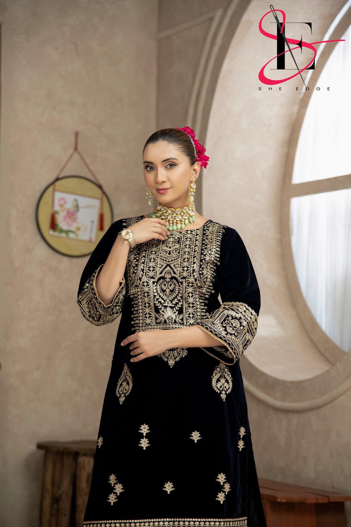 Two Piece Stitched Velvet Suit -  Winters 2024