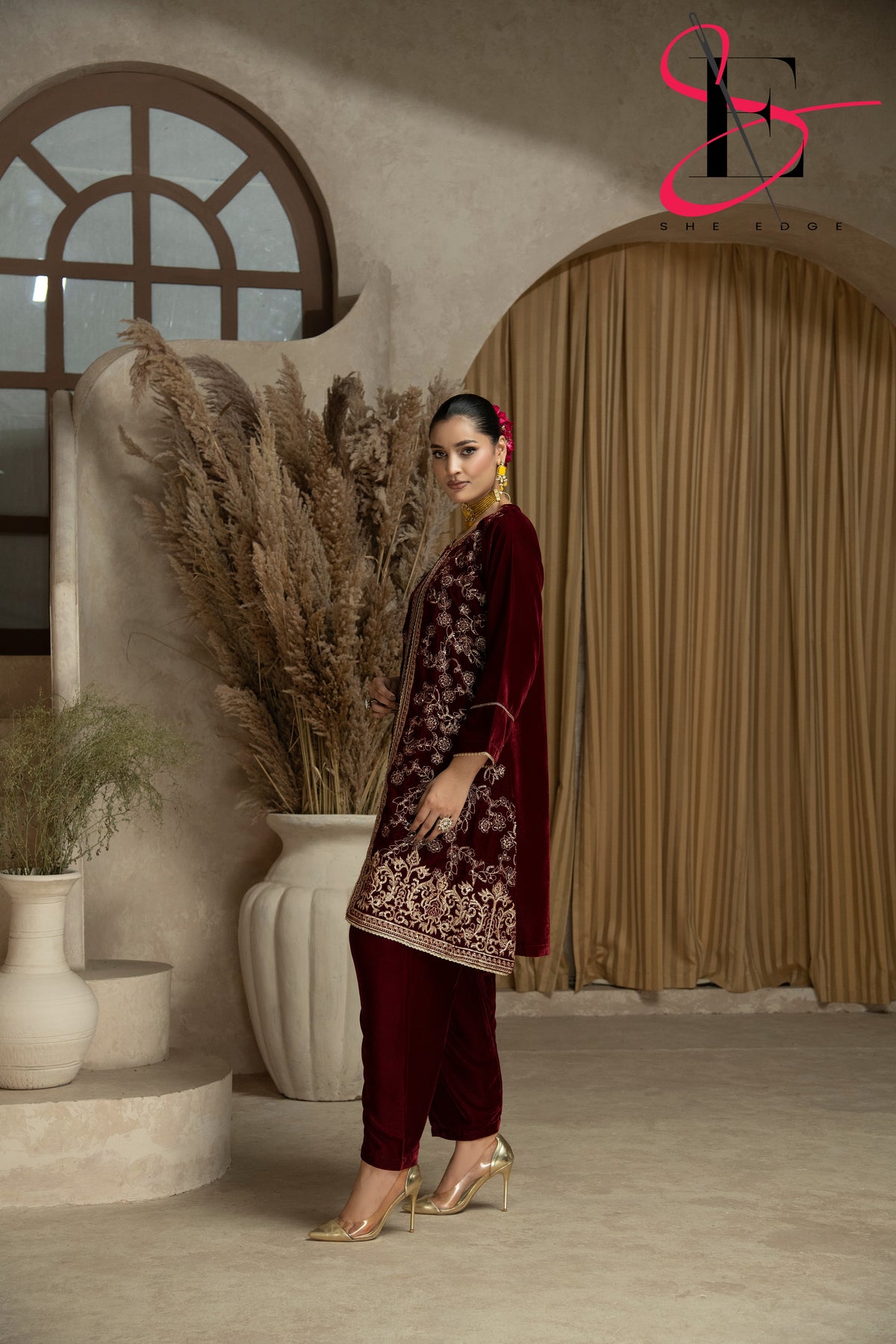 Two Piece Stitched Velvet Suit -  Winters 2024