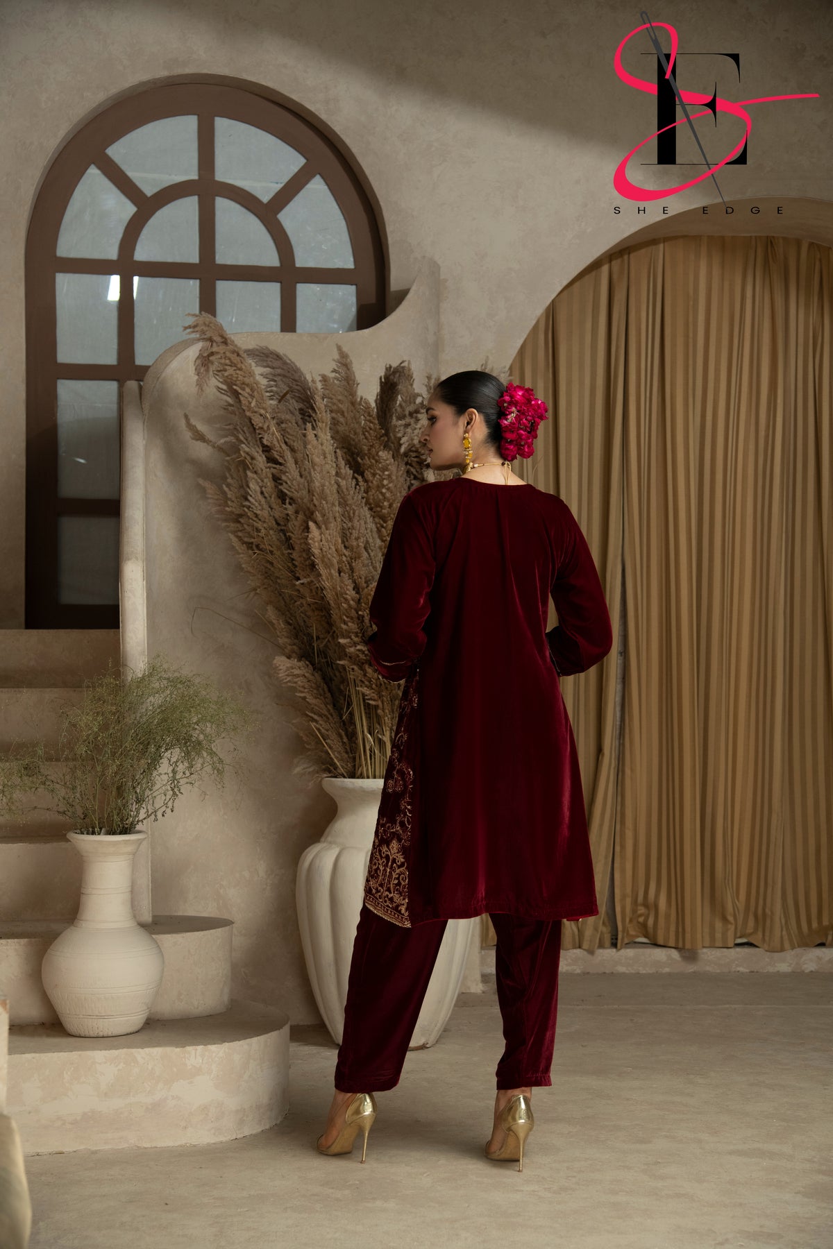 Two Piece Stitched Velvet Suit -  Winters 2024