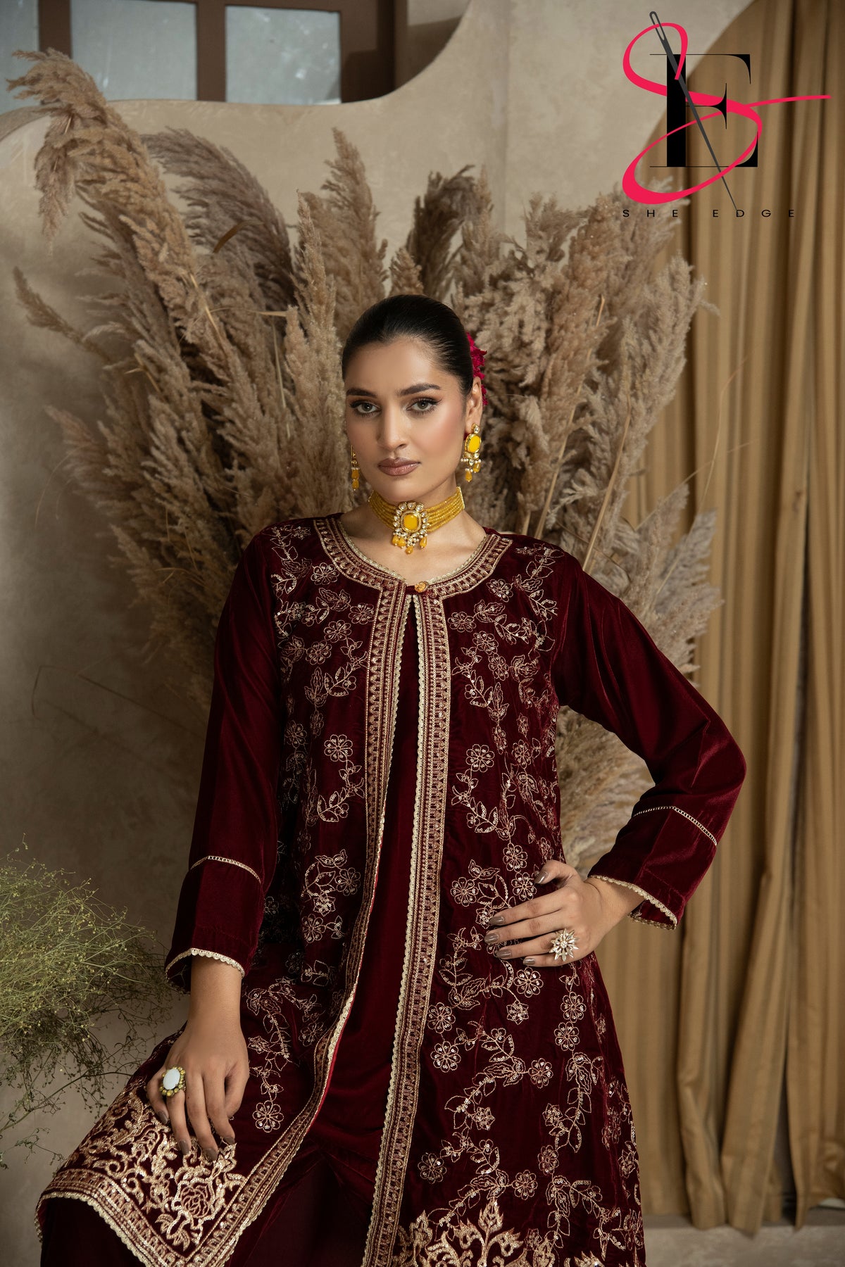 Two Piece Stitched Velvet Suit -  Winters 2024