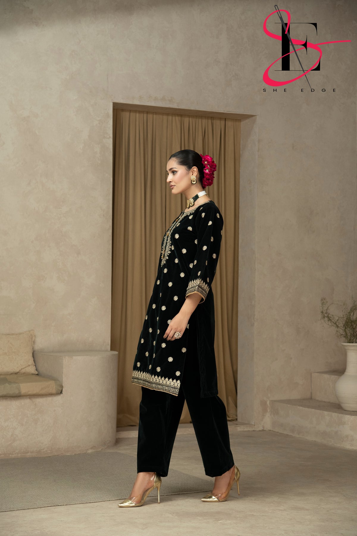 Two Piece Stitched Velvet Suit -  Winters 2024