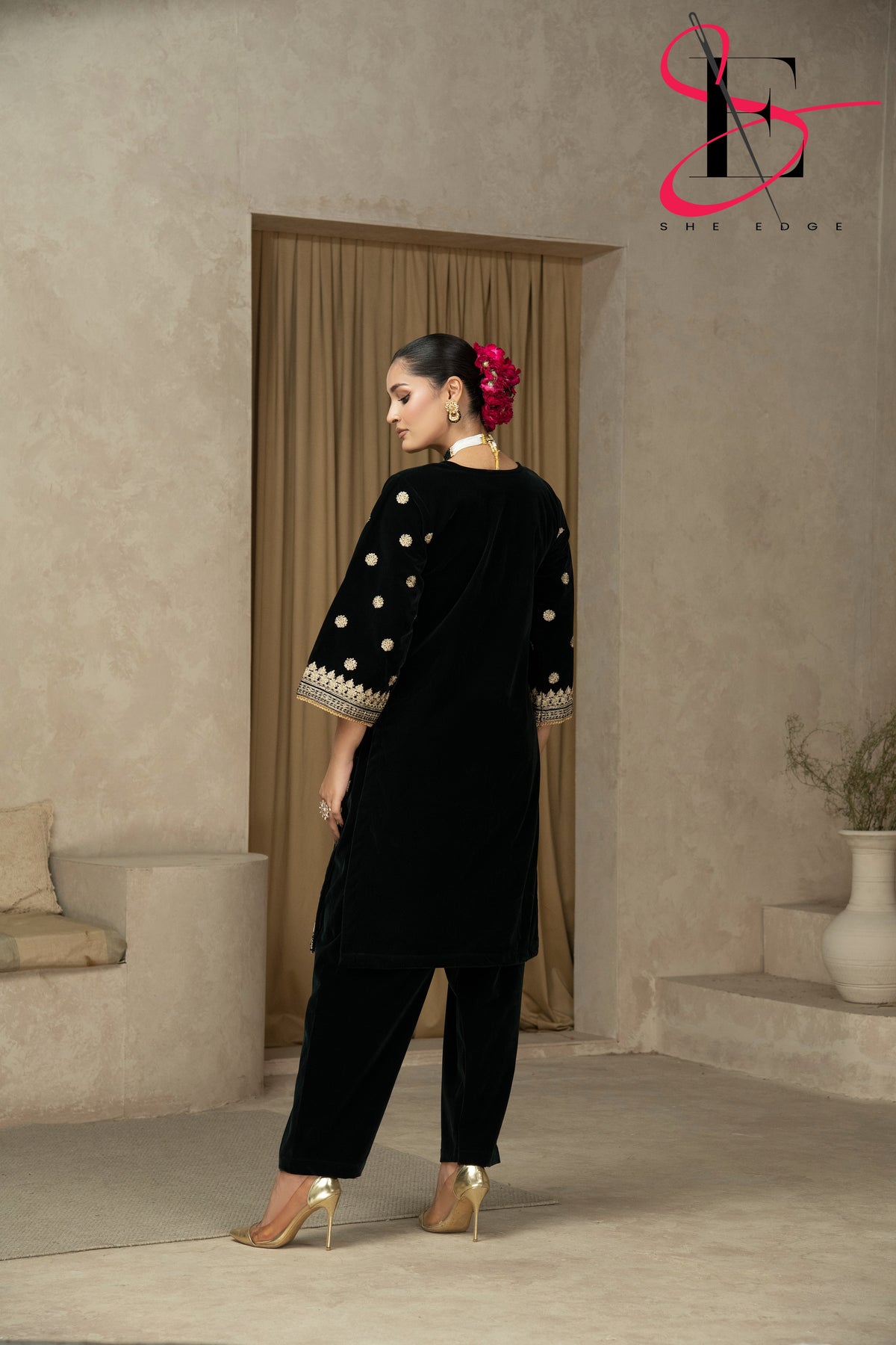 Two Piece Stitched Velvet Suit -  Winters 2024