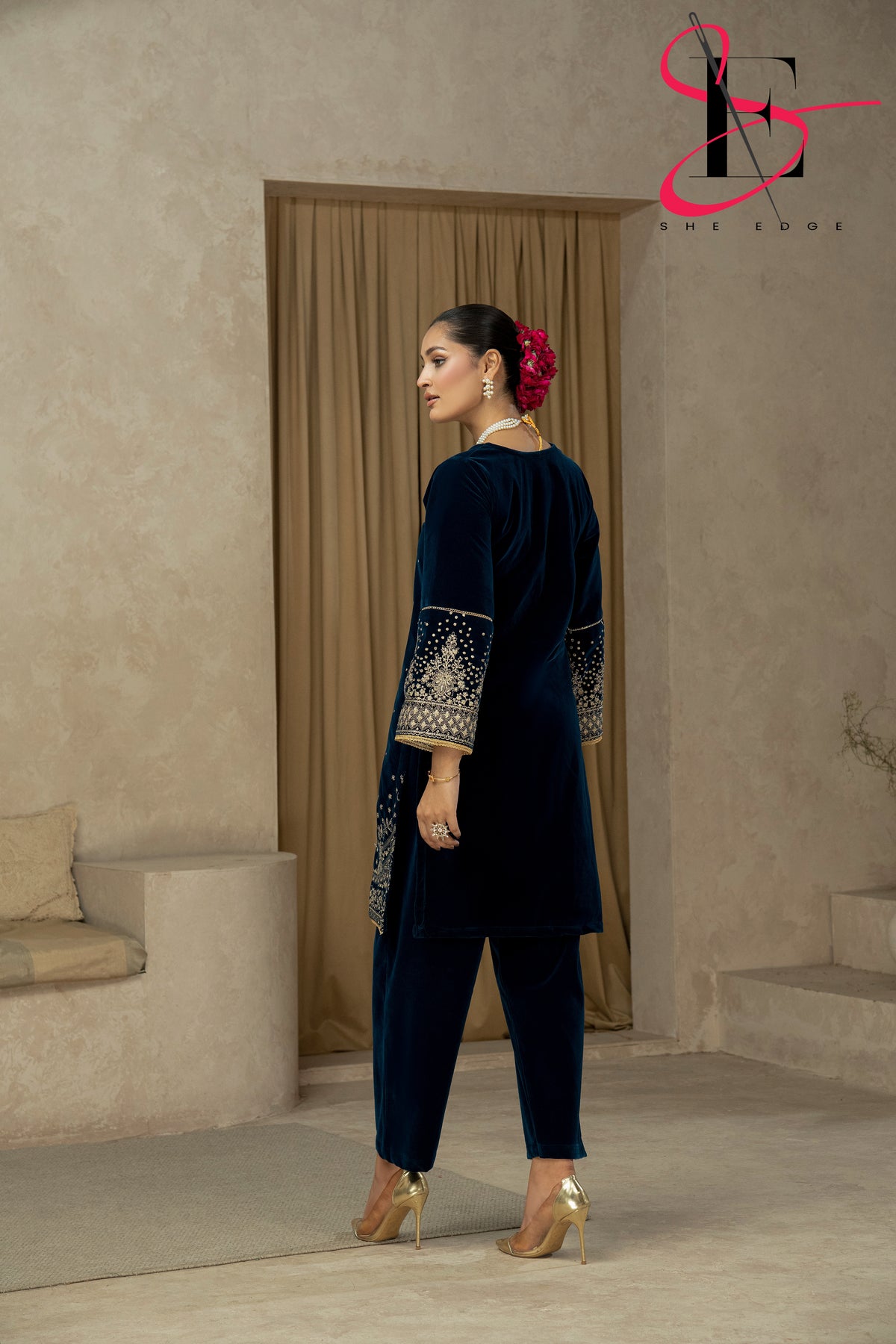 Two Piece Stitched Velvet Suit -  Winters 2024