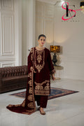 3PC Festive Velvet Dress Embroidered - Winters 2024