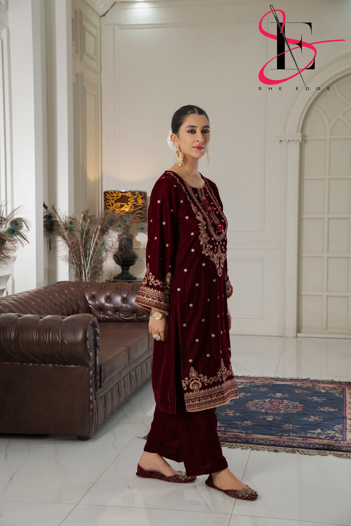 Two Piece Stitched Velvet Suit -  Winters 2024