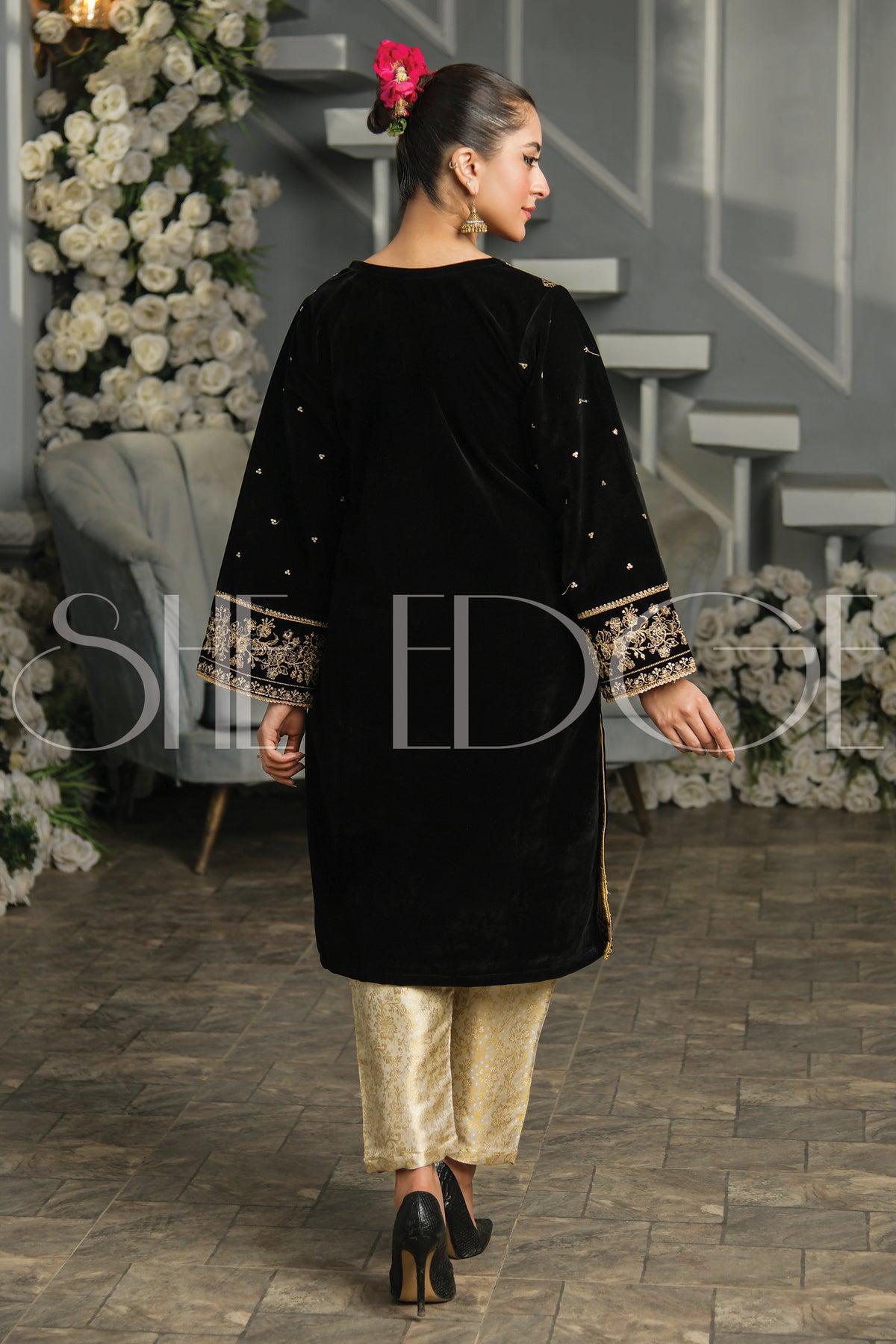 Two Piece Embroidered Velvet Suit - Winters 2023