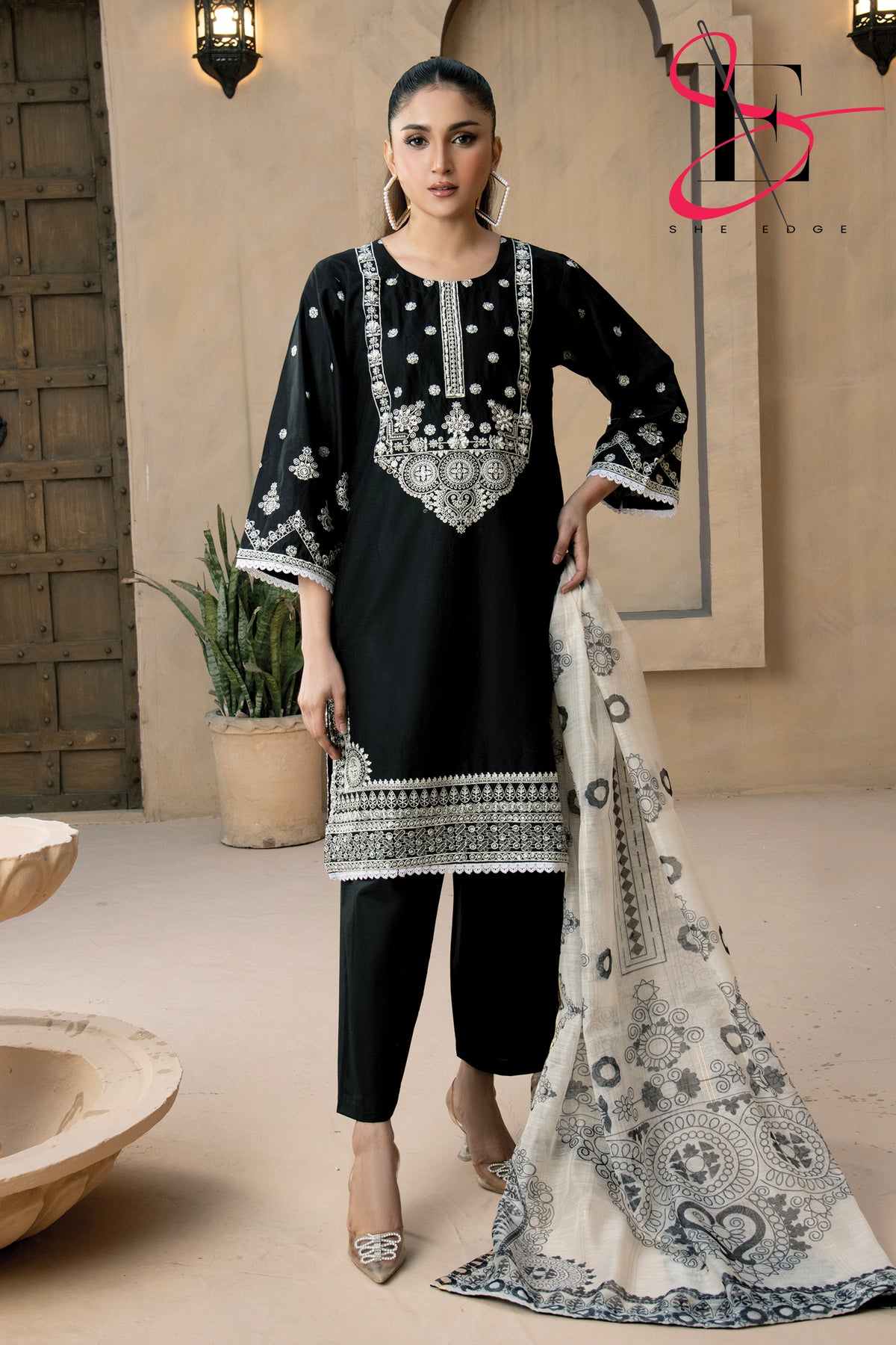 Three Piece Stitched Embroidered Suit -  Summers 2024